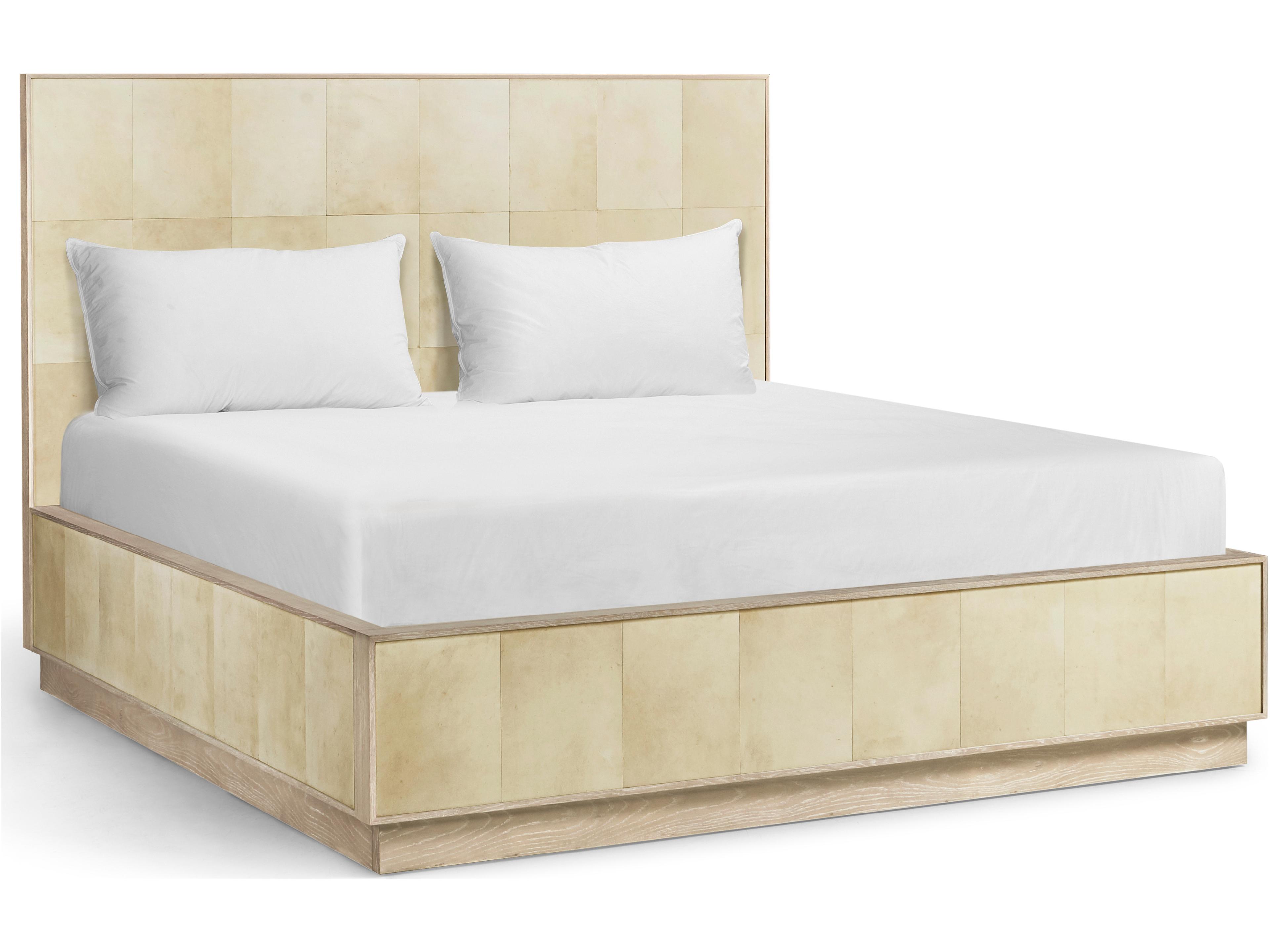 Jonathan Charles Water White Parchment Oak Wood King Panel Bed