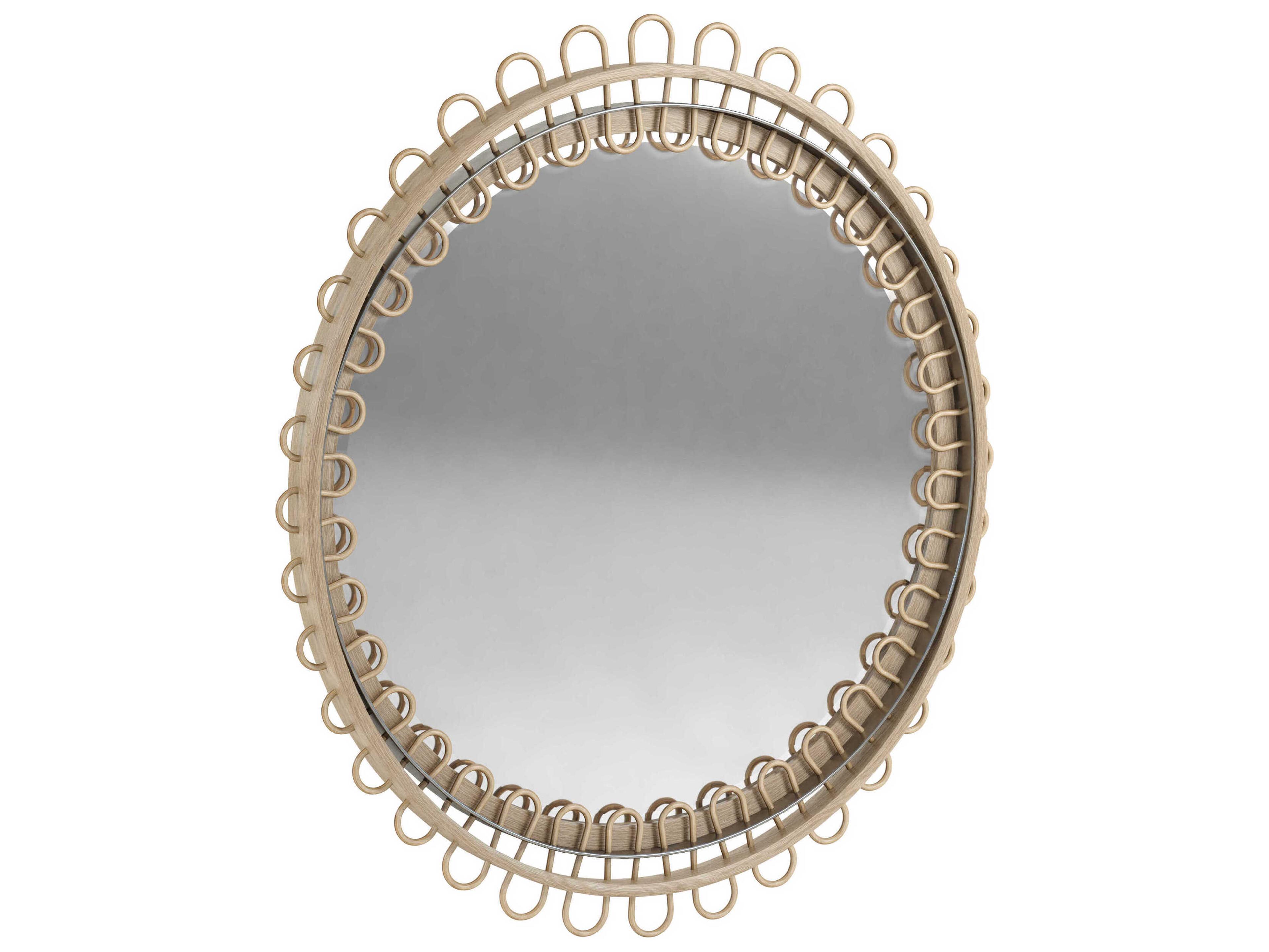 Water Natural Rattan Wall Mirror Oval