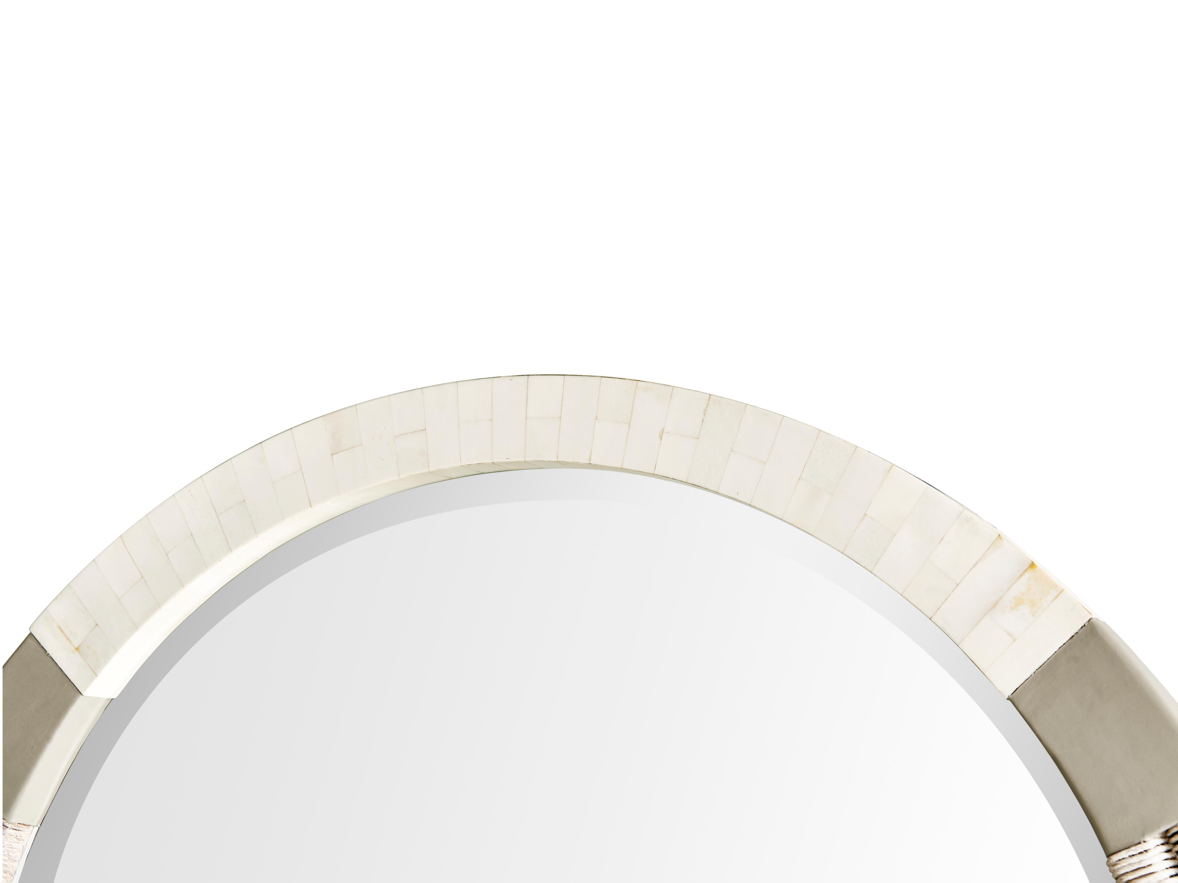 Jonathan Charles Water Whitewash Cord Wall Mirror Round