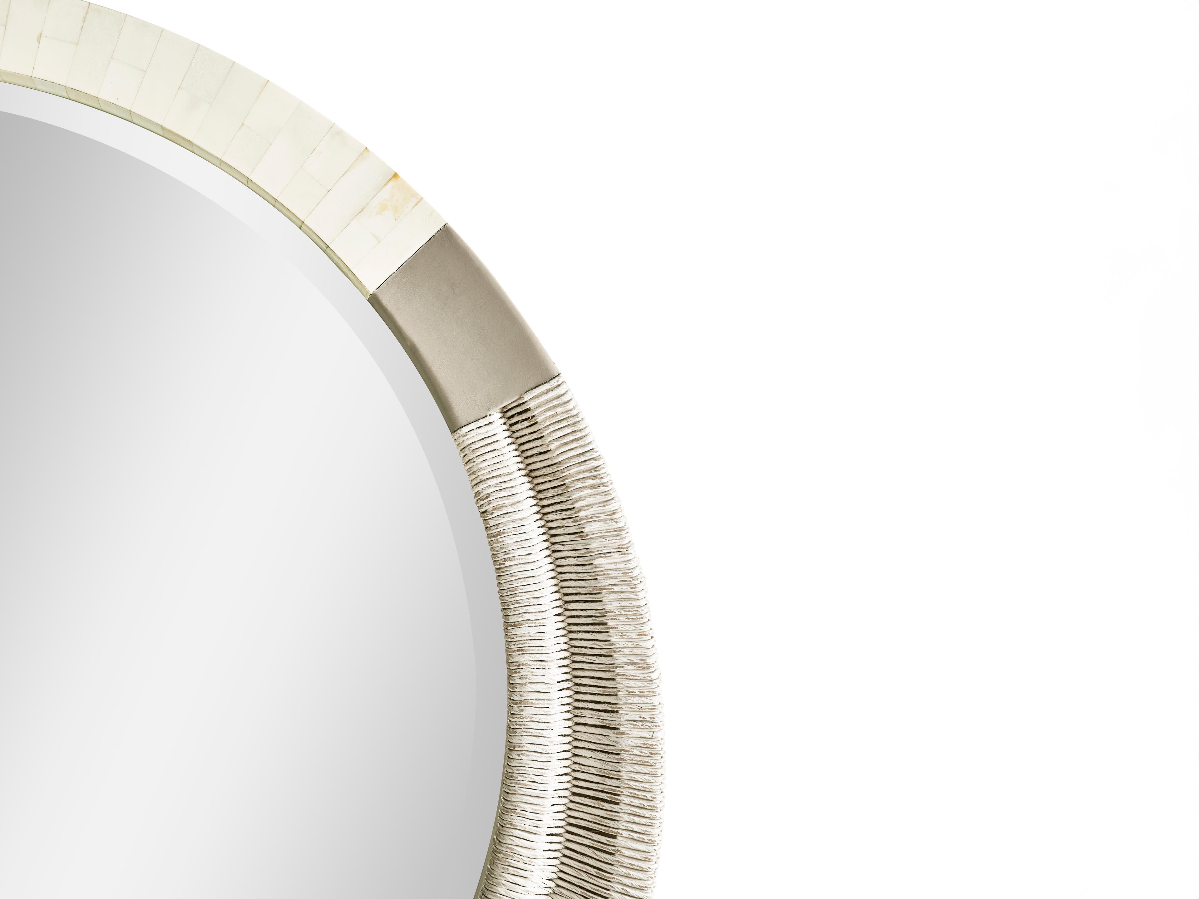 Jonathan Charles Water Whitewash Cord Wall Mirror Round