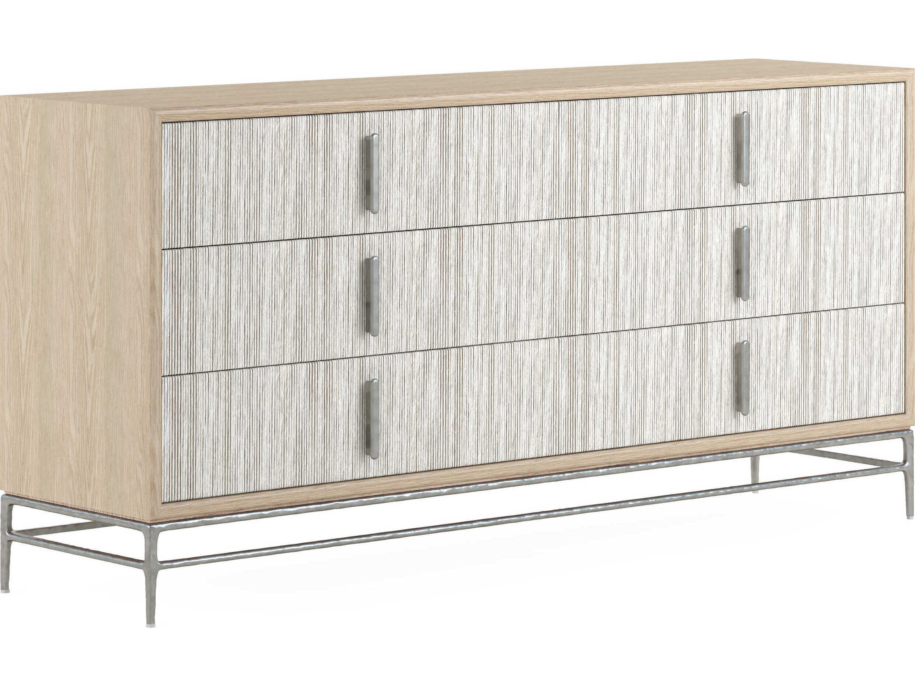 Water Clapotis 6-Drawer Double Dresser with Danish Cord in Bleached Oak