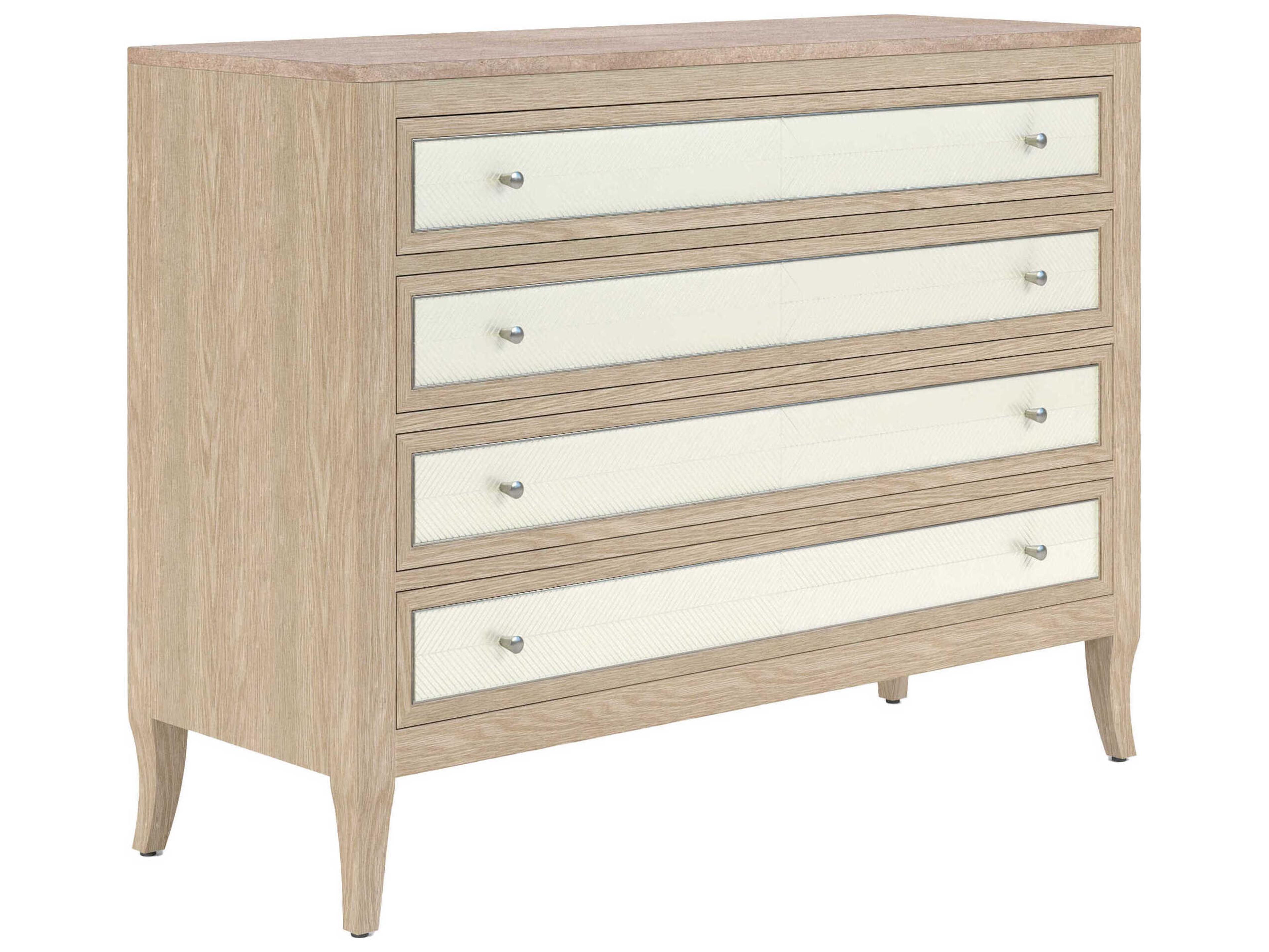Water 4-Drawers Brown Oak Wood Dresser