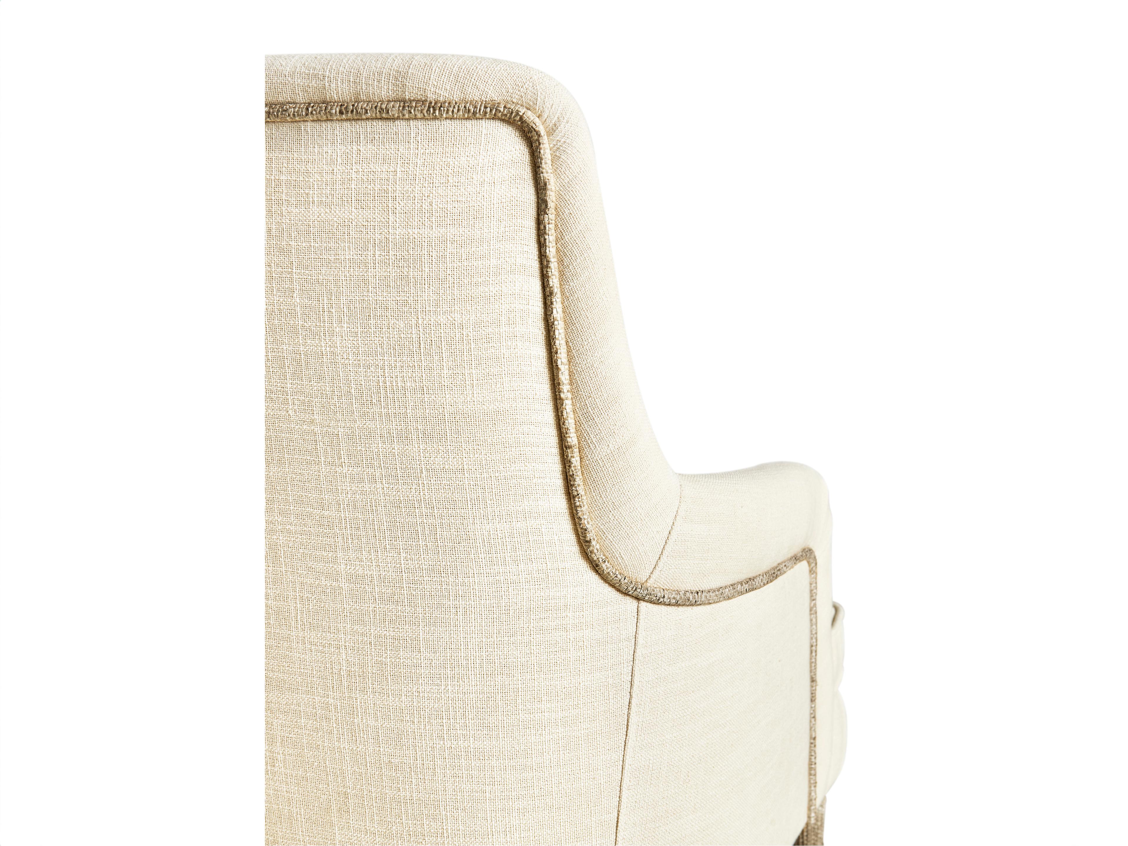 Jonathan Charles Water Acacia Wood Beige Upholstered Arm Dining Chair