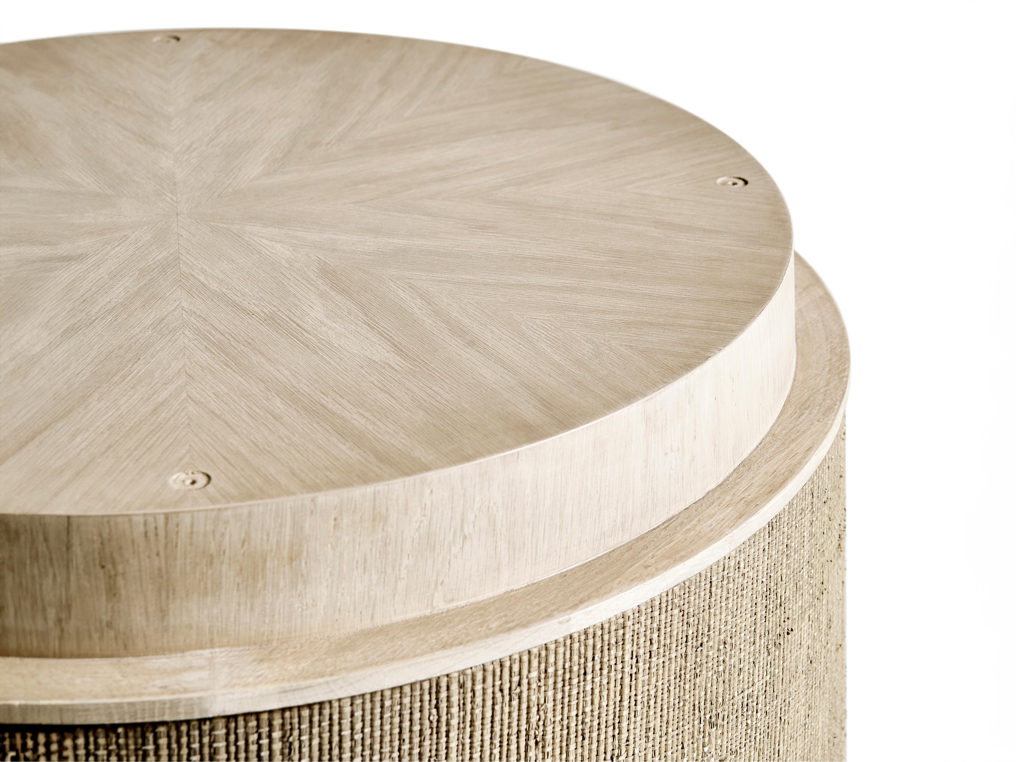 Jonathan Charles Water Round Glass Whitewashed Oak Dining Table Base Only