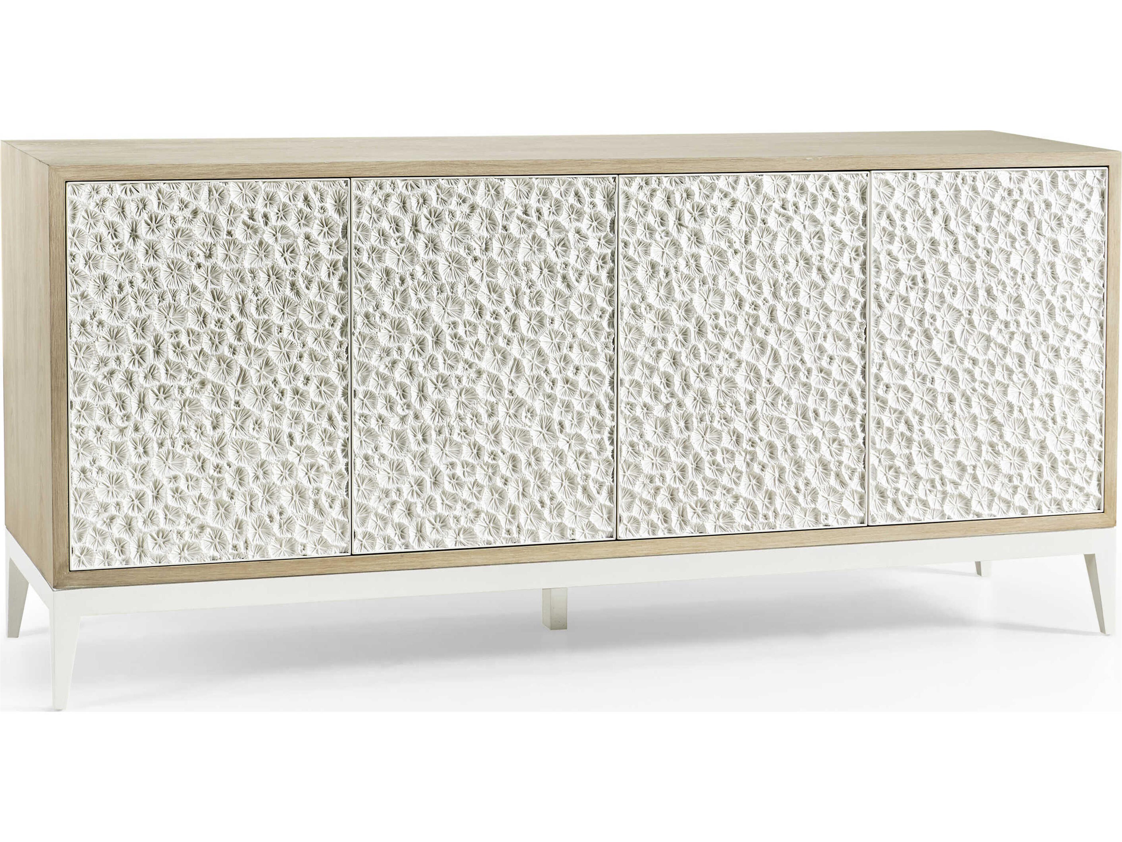 Water Rectangular Wood White Washed Oak Credenza Console Table