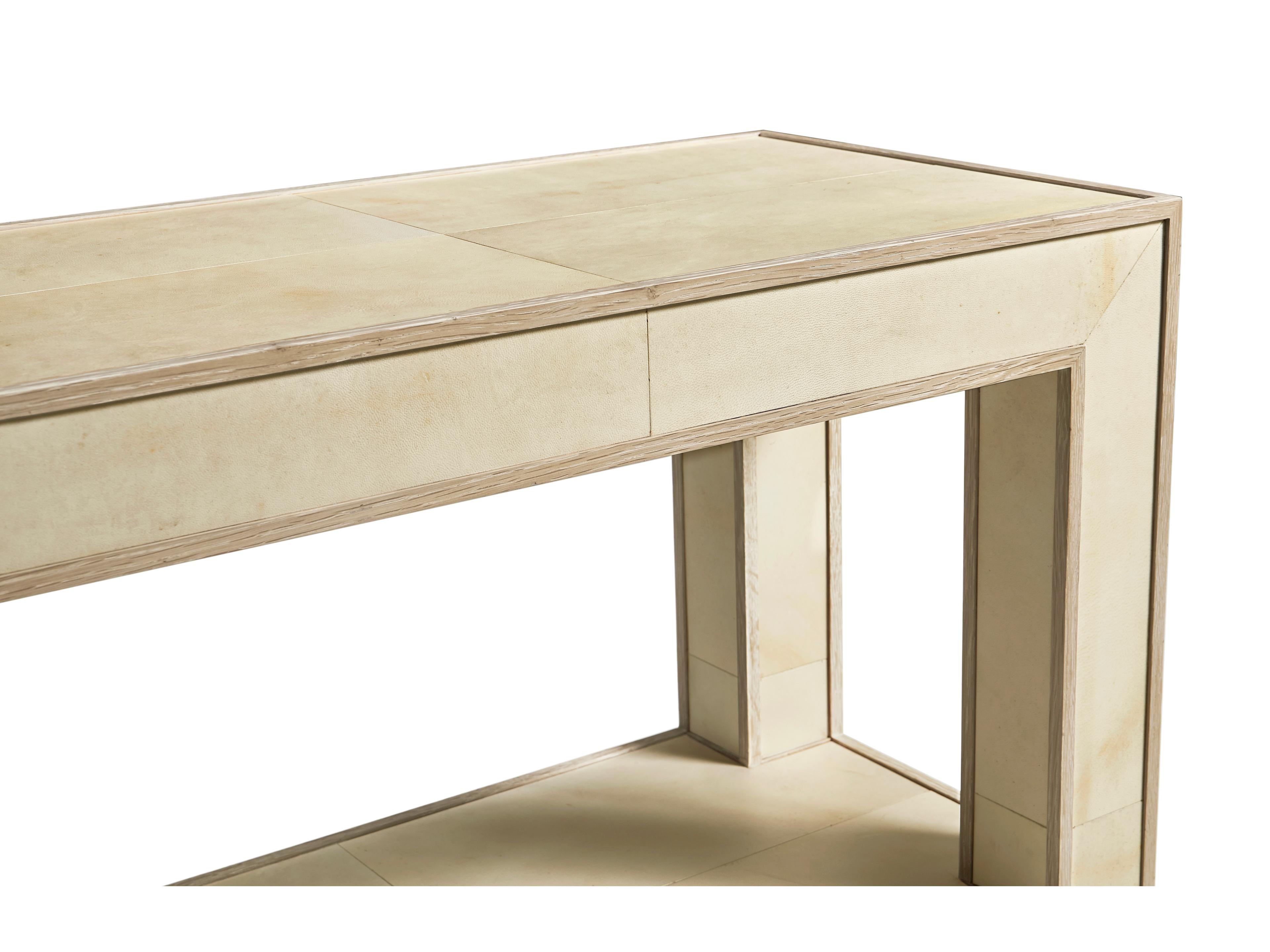 Jonathan Charles Water Hydra Rectangular Wood Parchment Oak Console Table