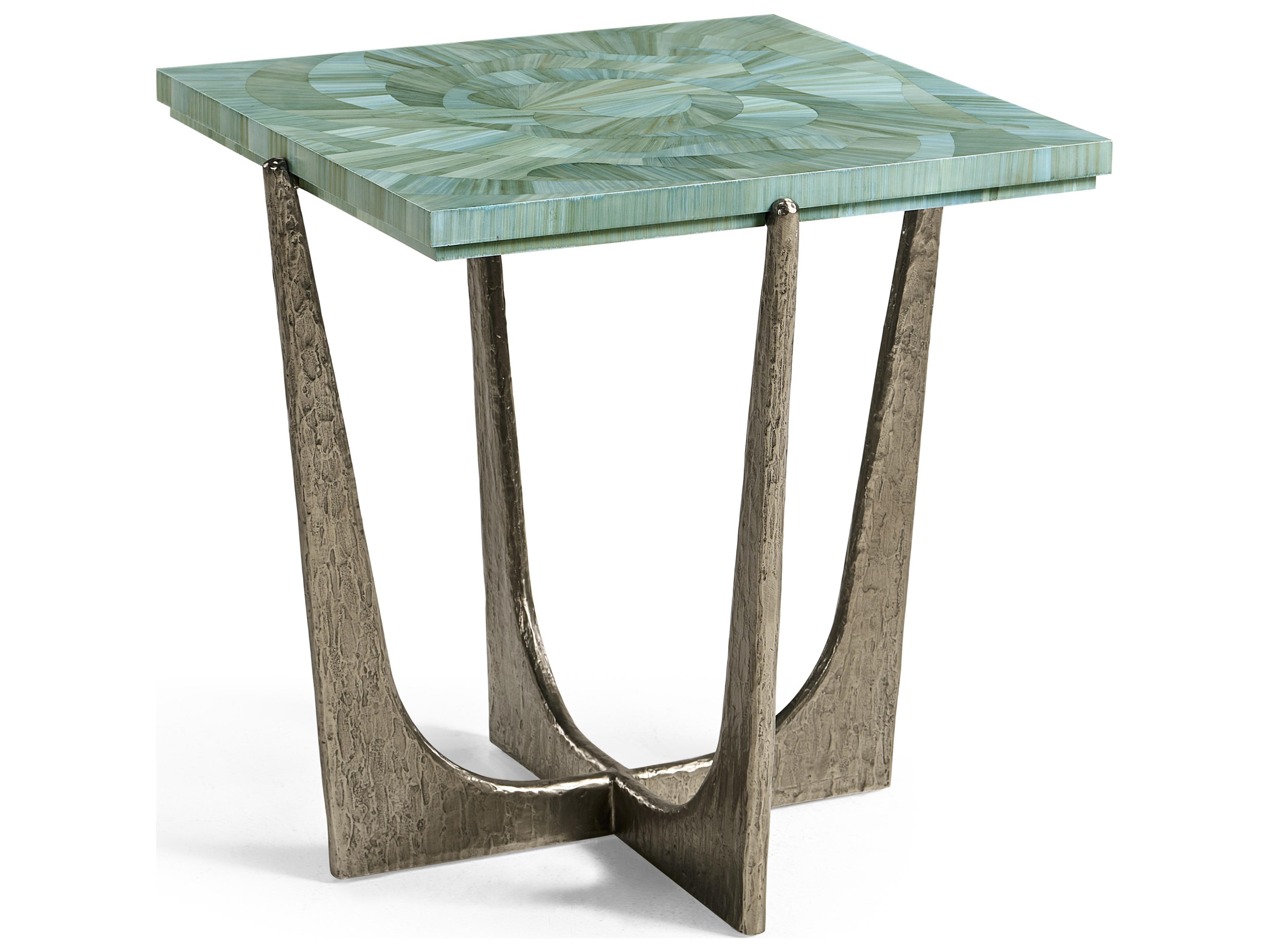 Water Square Blue Straw End Table