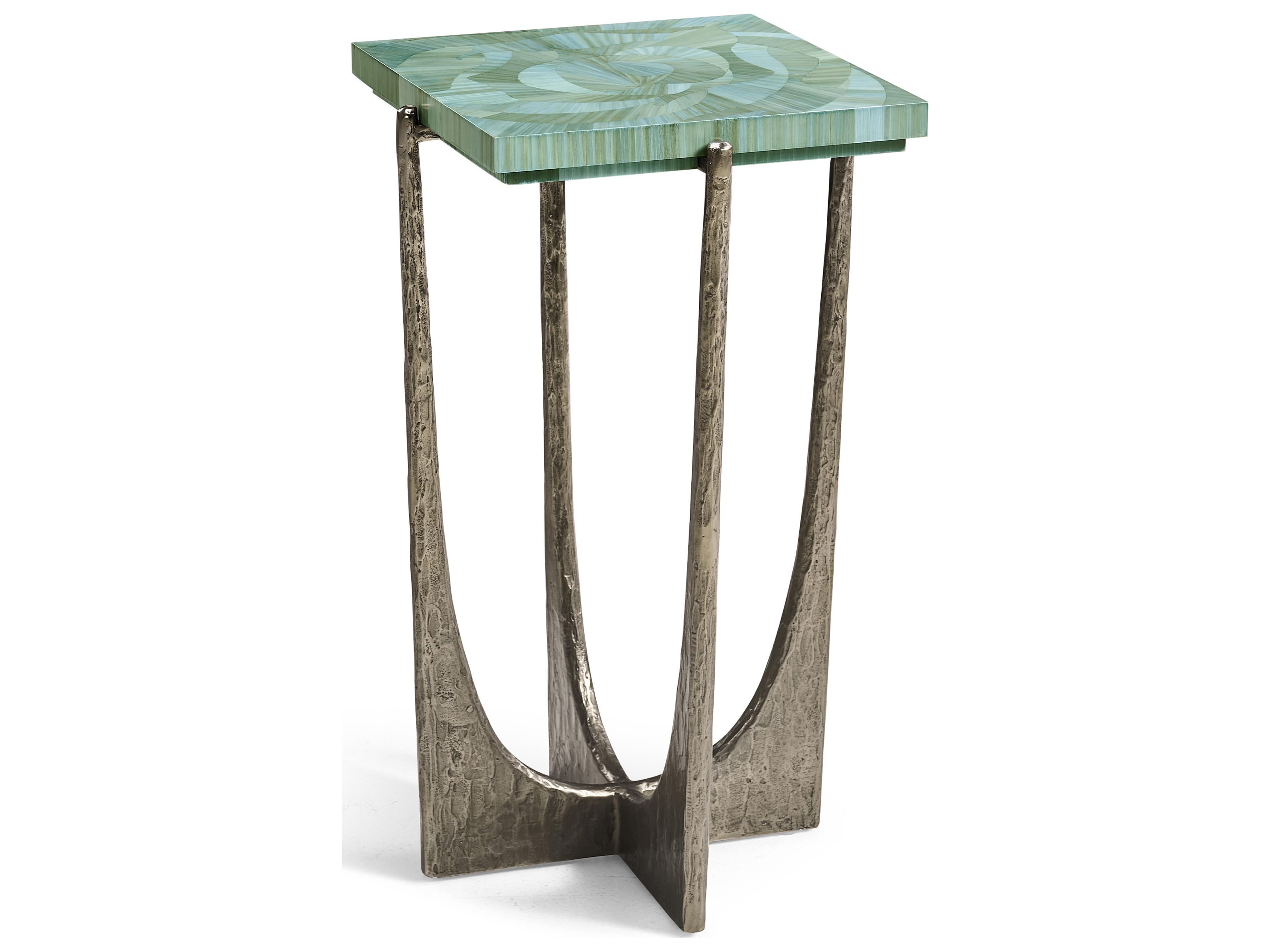Water Square Blue Straw End Table