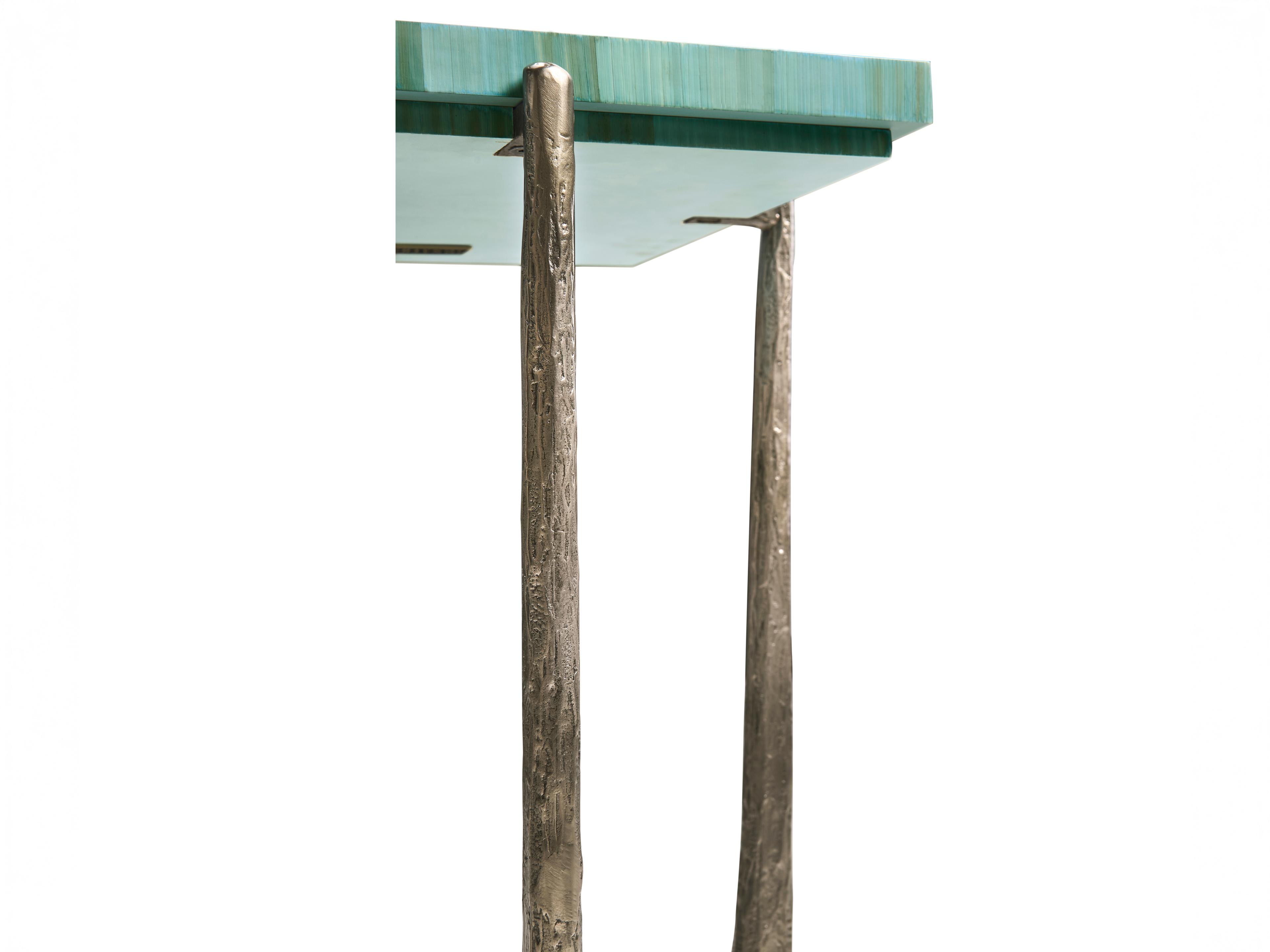 Jonathan Charles Water Square Blue Straw End Table