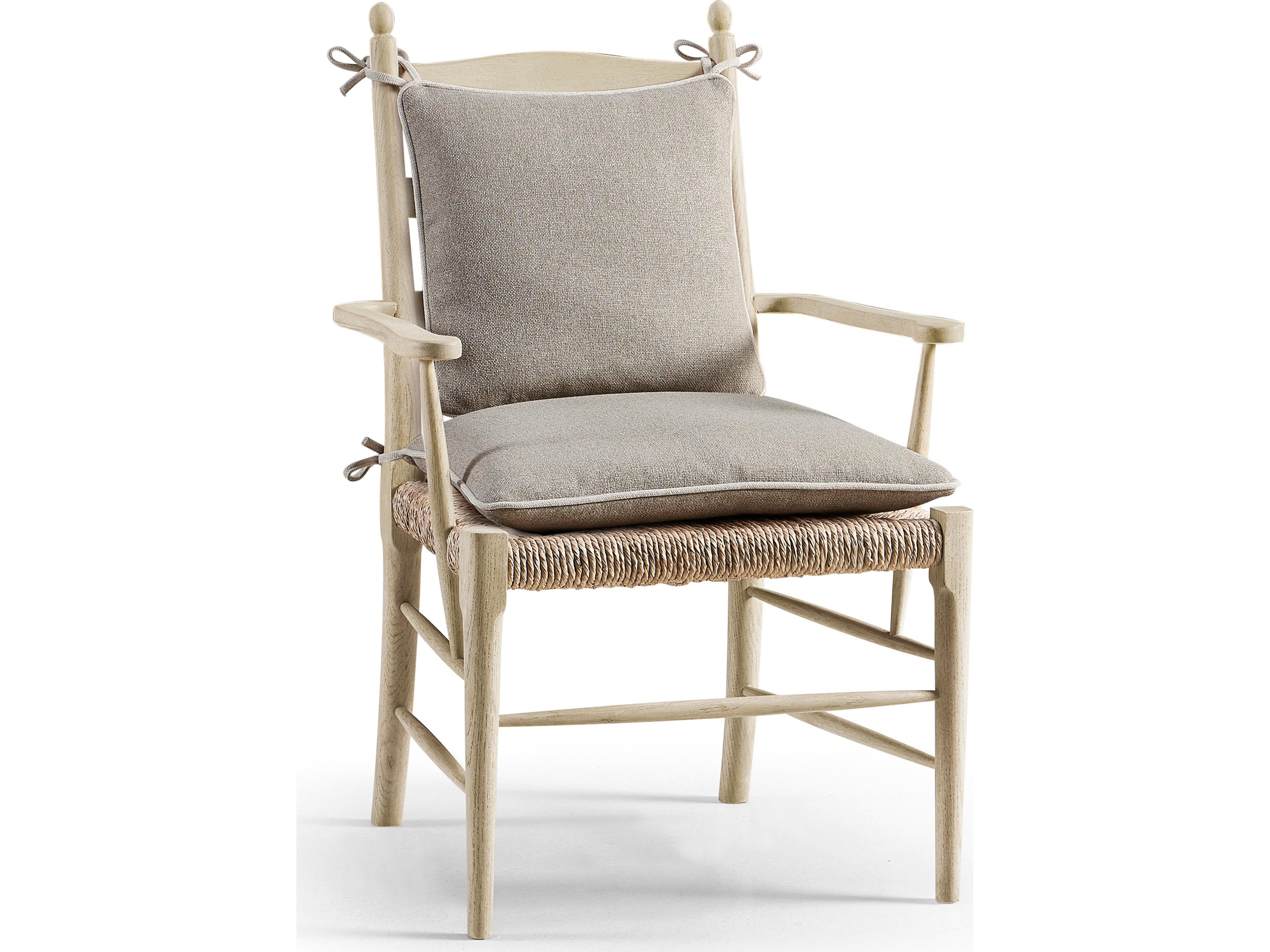 Timeless Oak Wood Natural Upholstered Arm Dining Chair