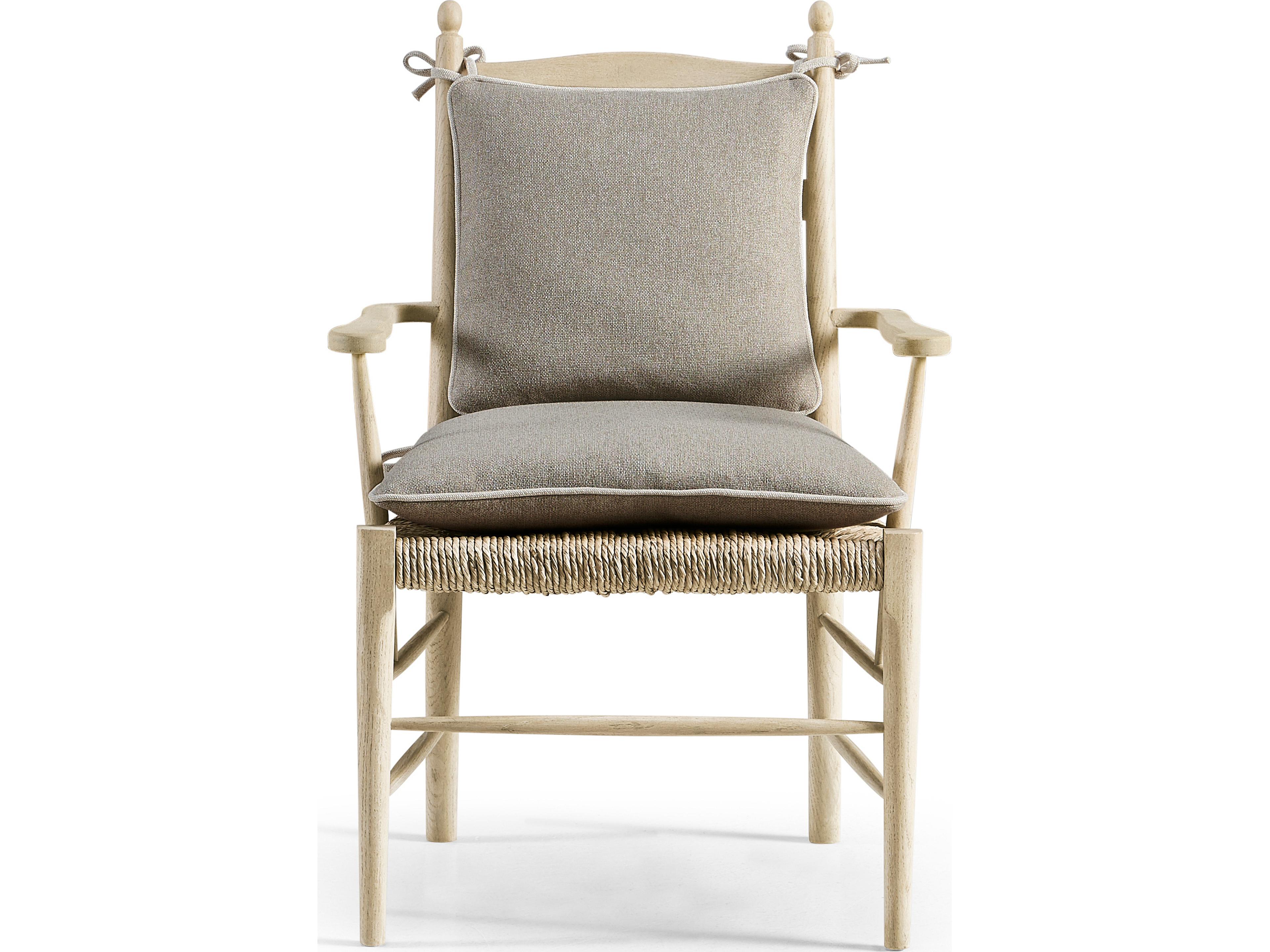 Jonathan Charles Timeless Oak Wood Natural Upholstered Arm Dining Chair