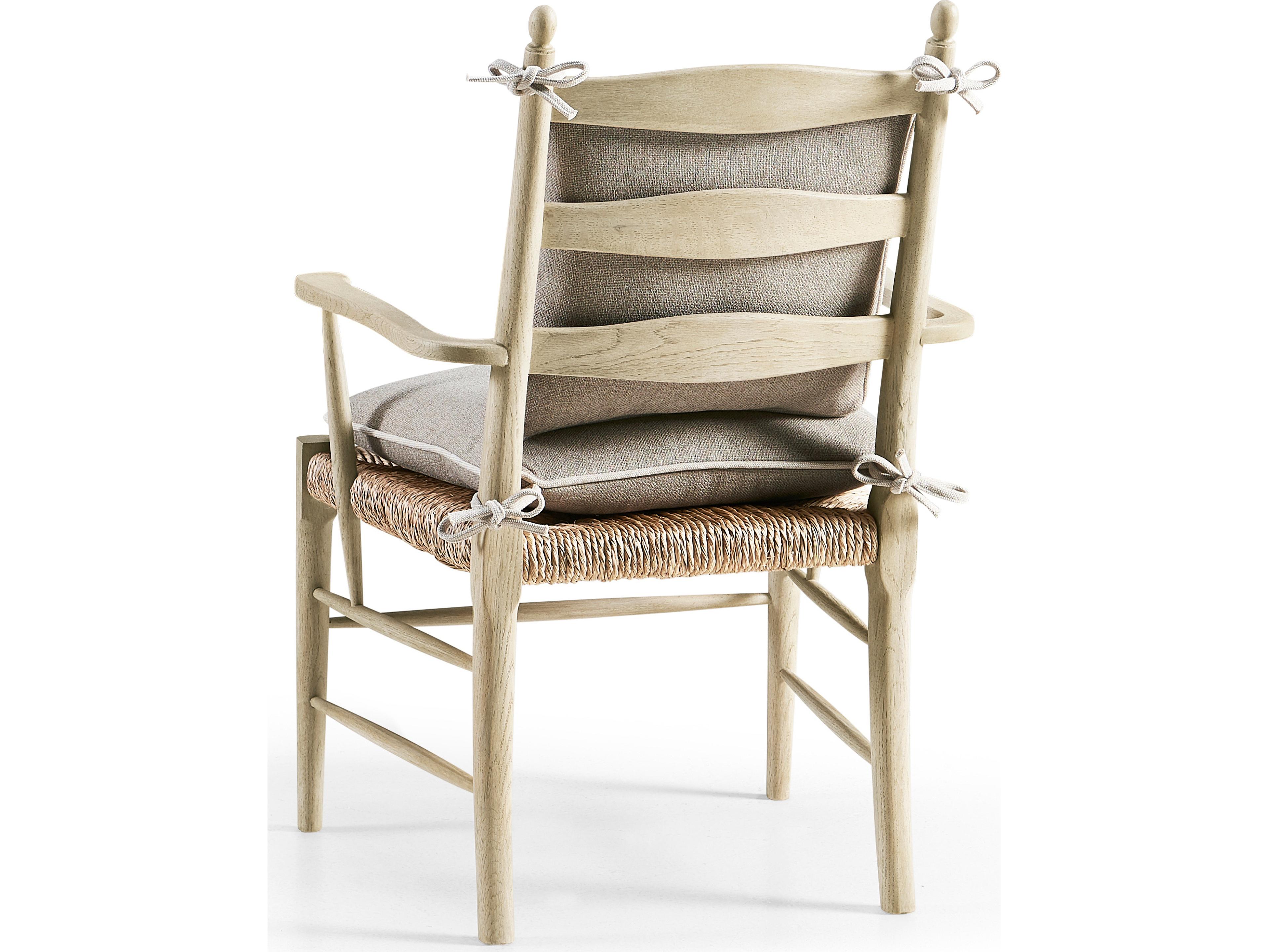 Jonathan Charles Timeless Oak Wood Natural Upholstered Arm Dining Chair