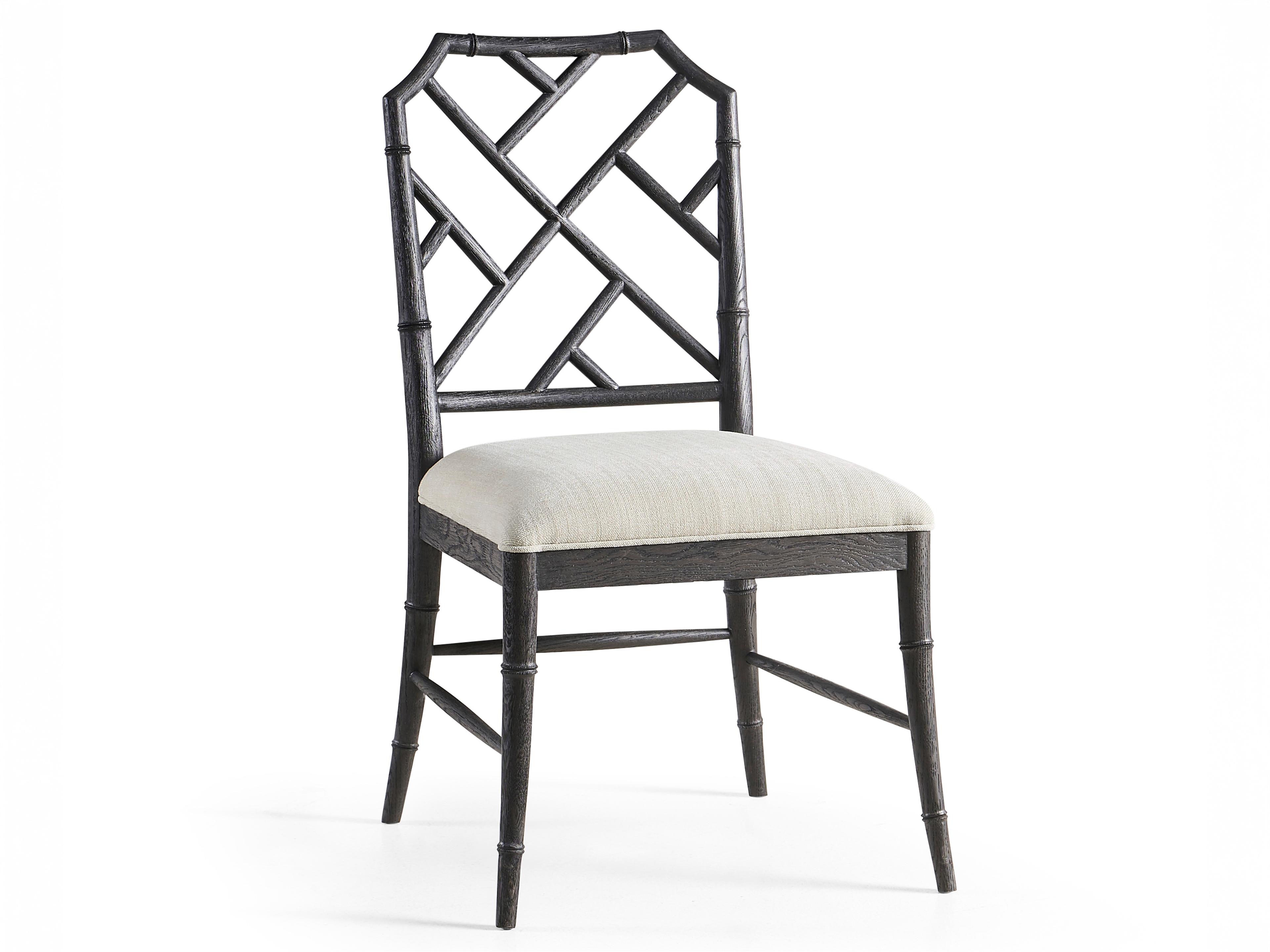 Timeless Oak Wood Black Upholstered Side Dining Chair