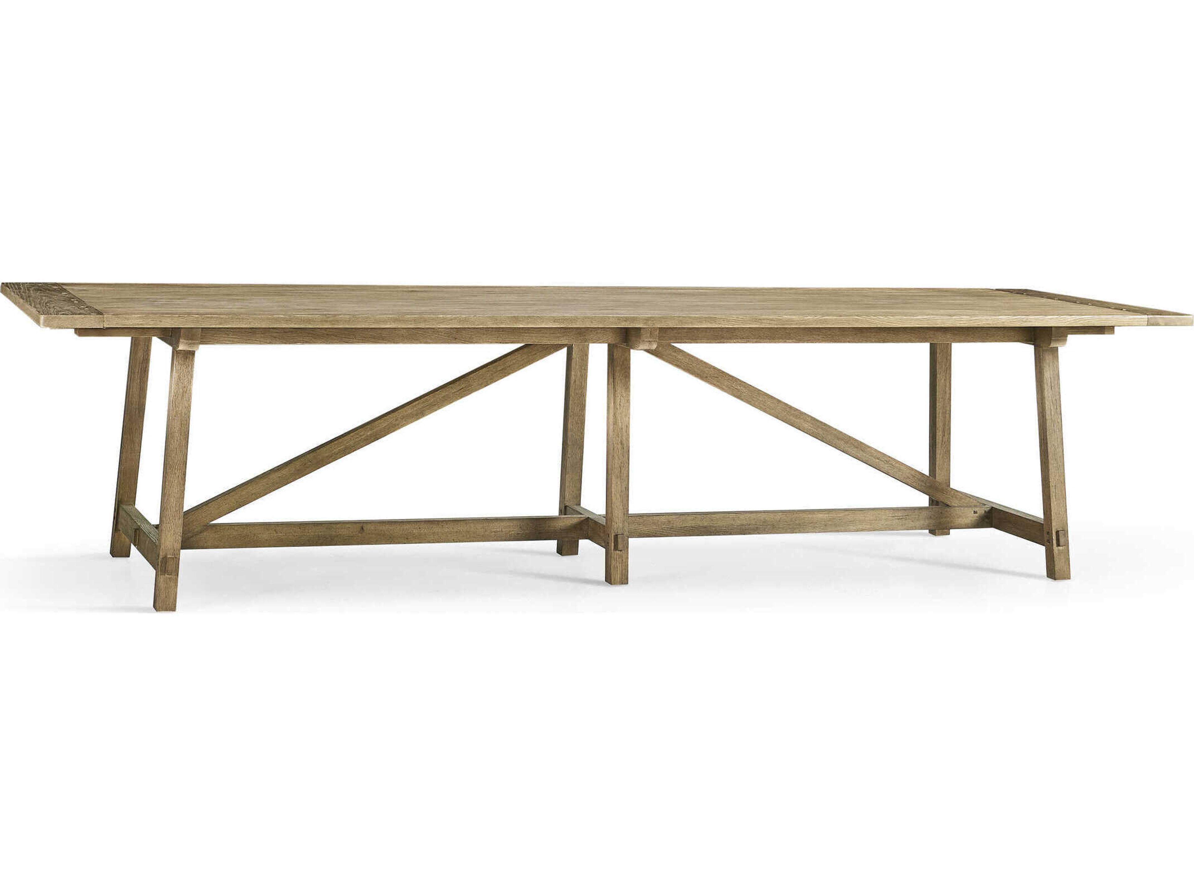 Timeless Rectangular Wood Stripped Brown Chestnut Dining Table