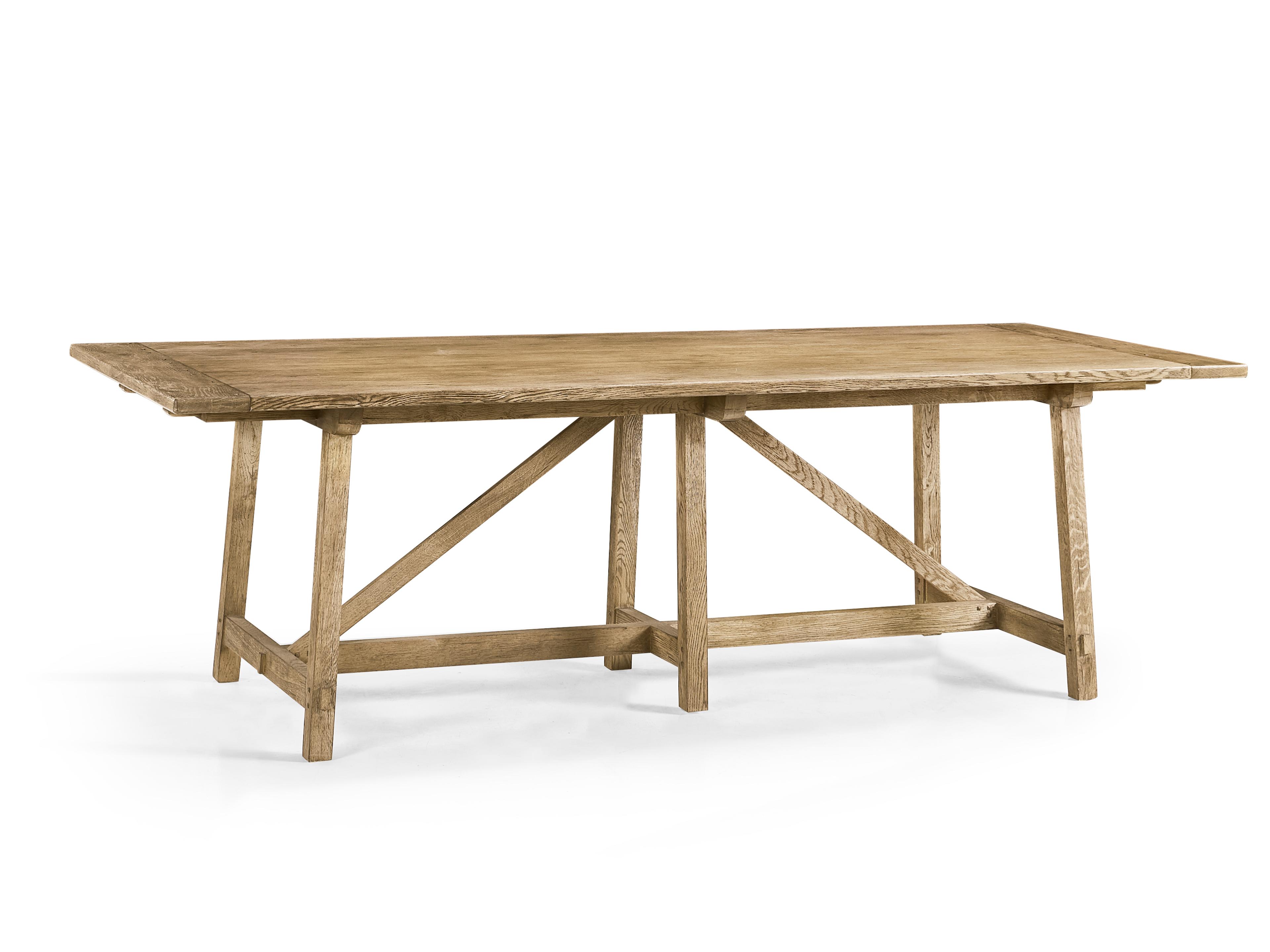 Timeless Rectangular Wood Stripped Brown Chestnut Dining Table