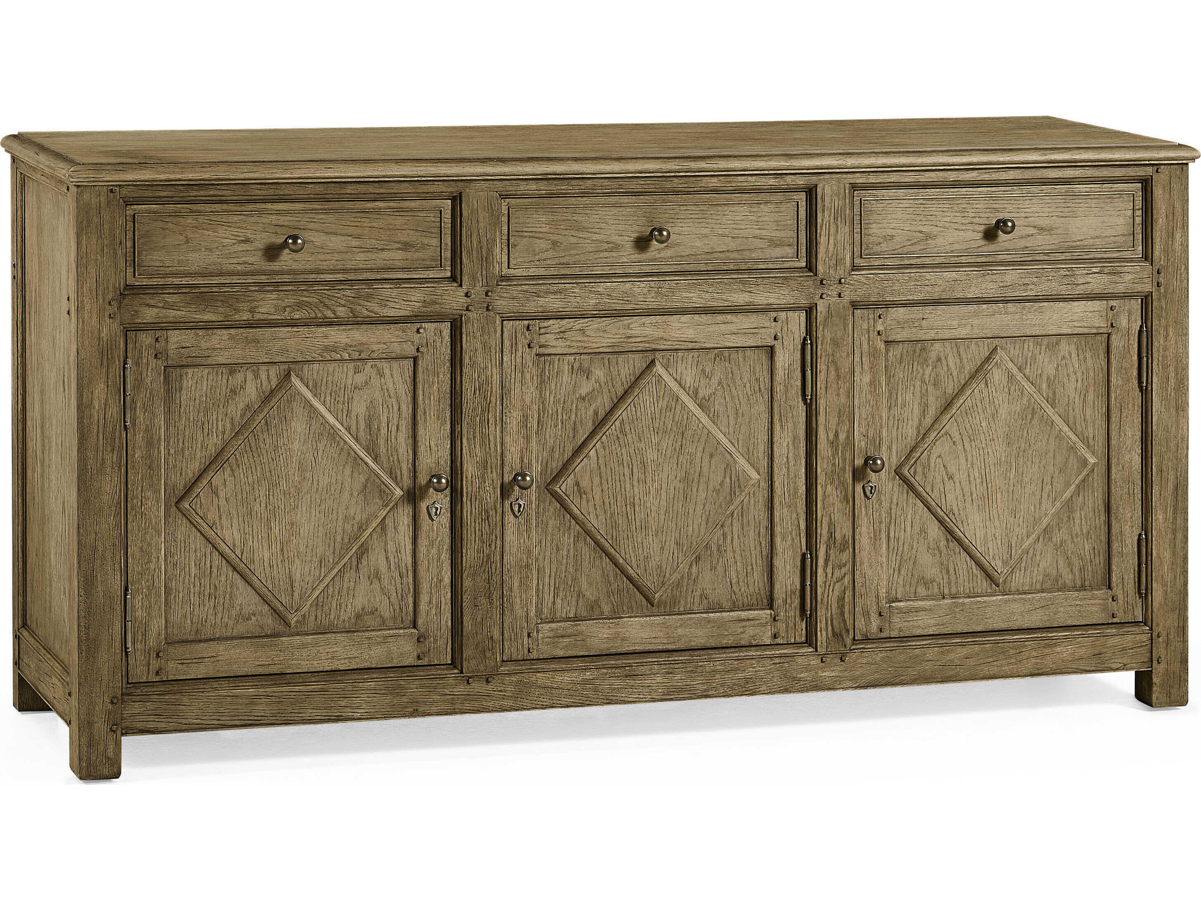 Timeless Oak Wood Stripped Brown Chestnut Credenza Sideboard