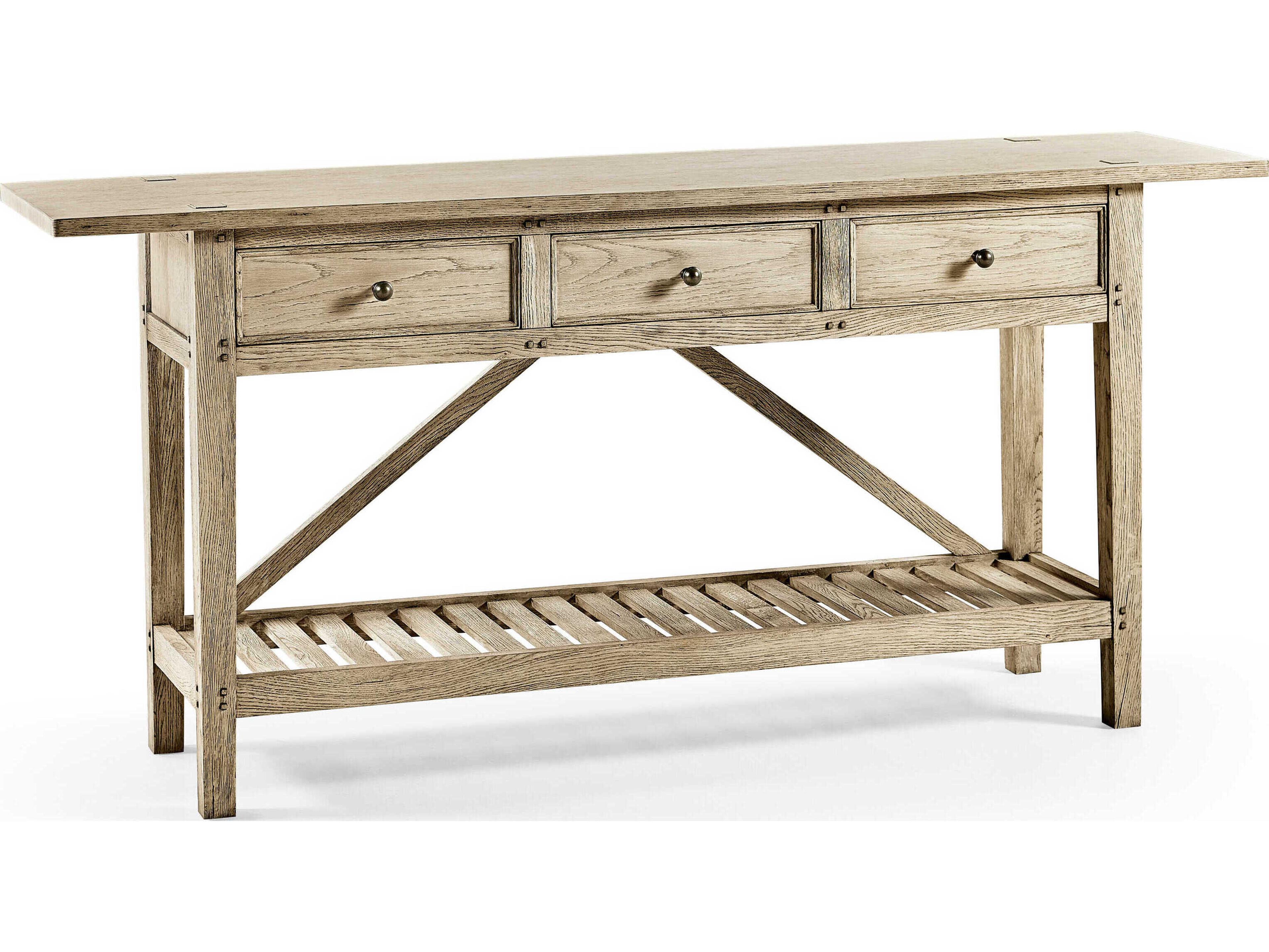 Timeless Rectangular Wood Bleached Chestnut Console Table