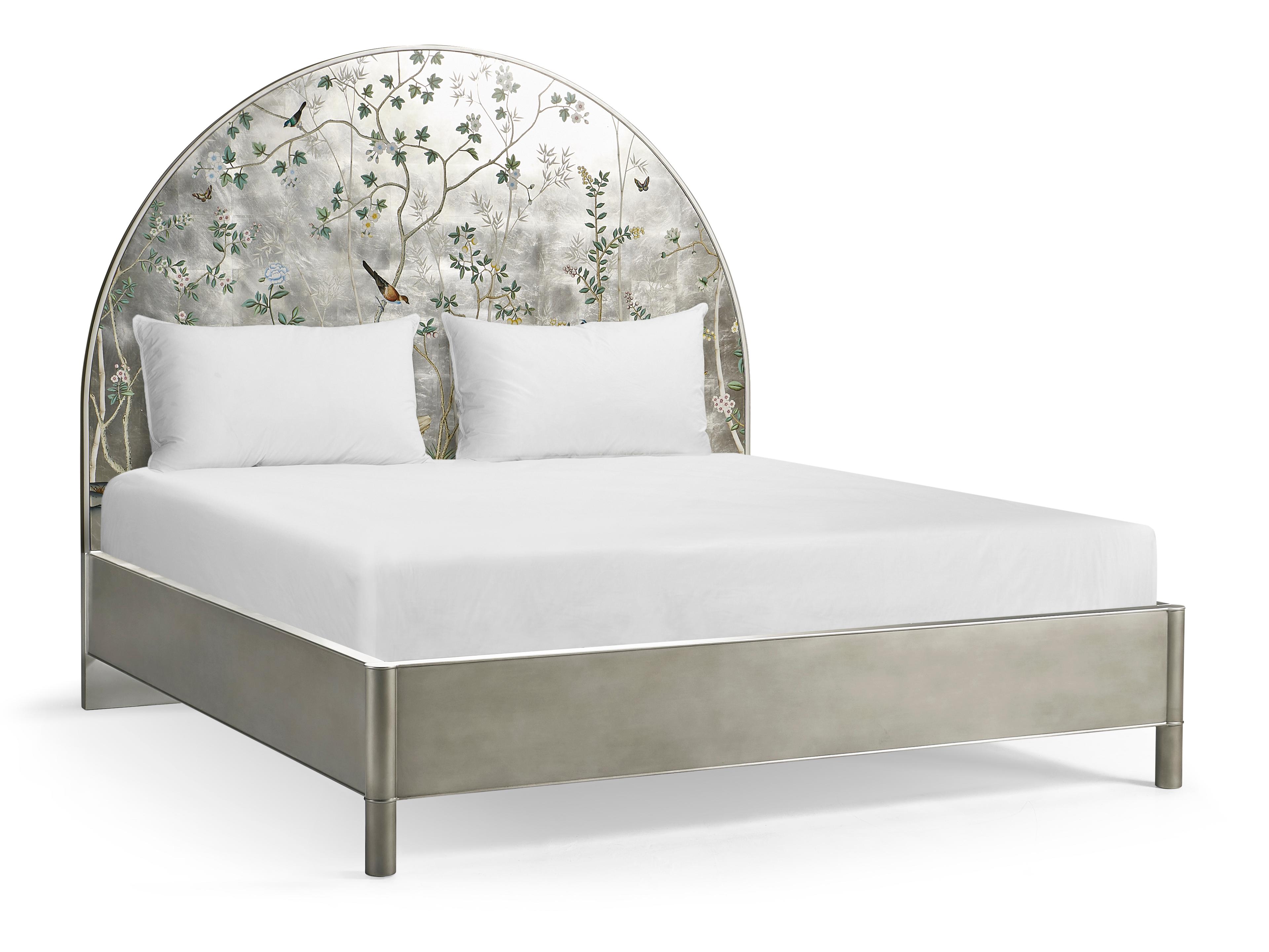 Jonathan Charles Jc Modern Painted Scene: De Gournay White Wood King Panel Bed