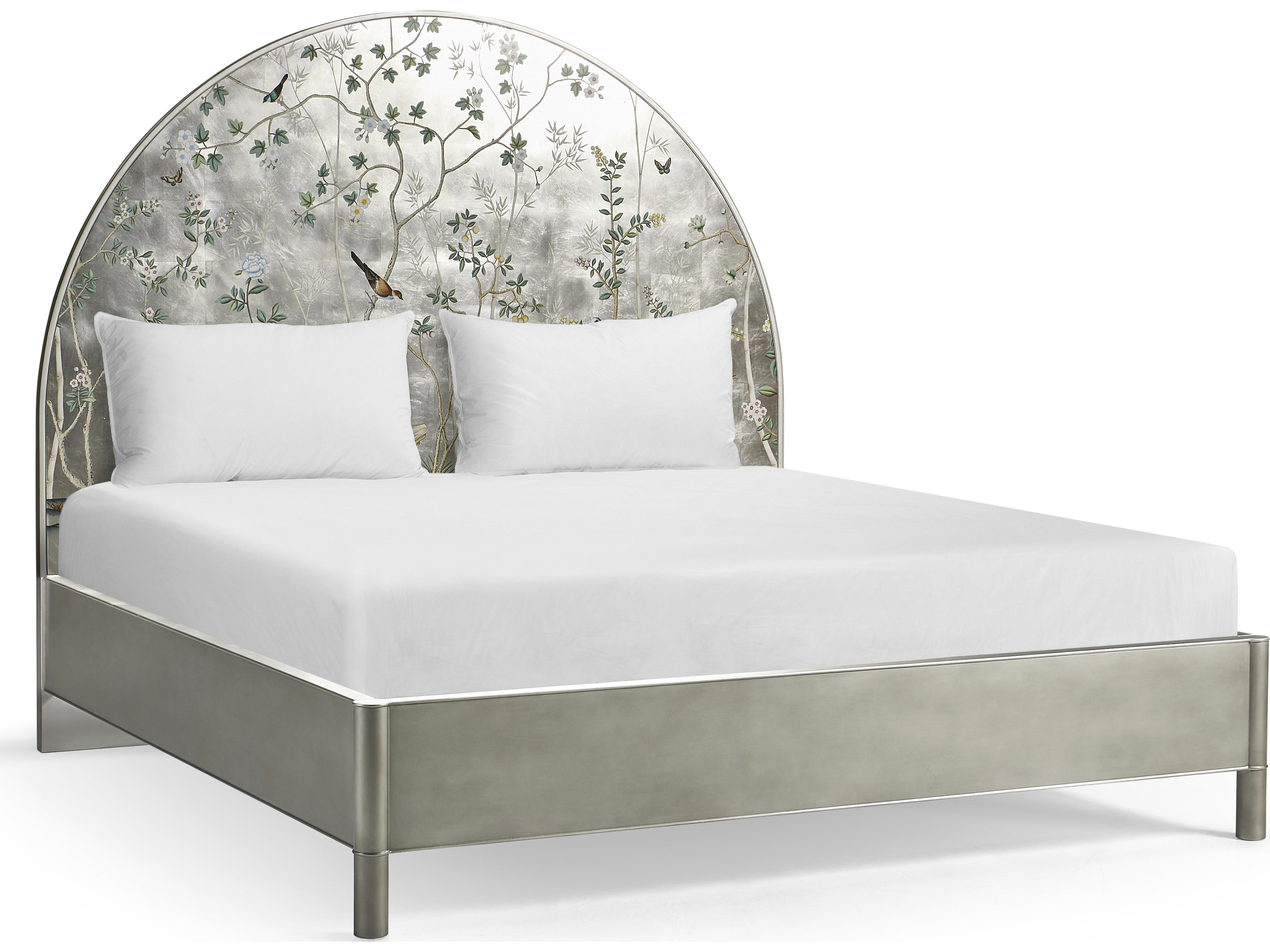 Jonathan Charles Jc Modern Painted Scene: De Gournay White Wood King Panel Bed