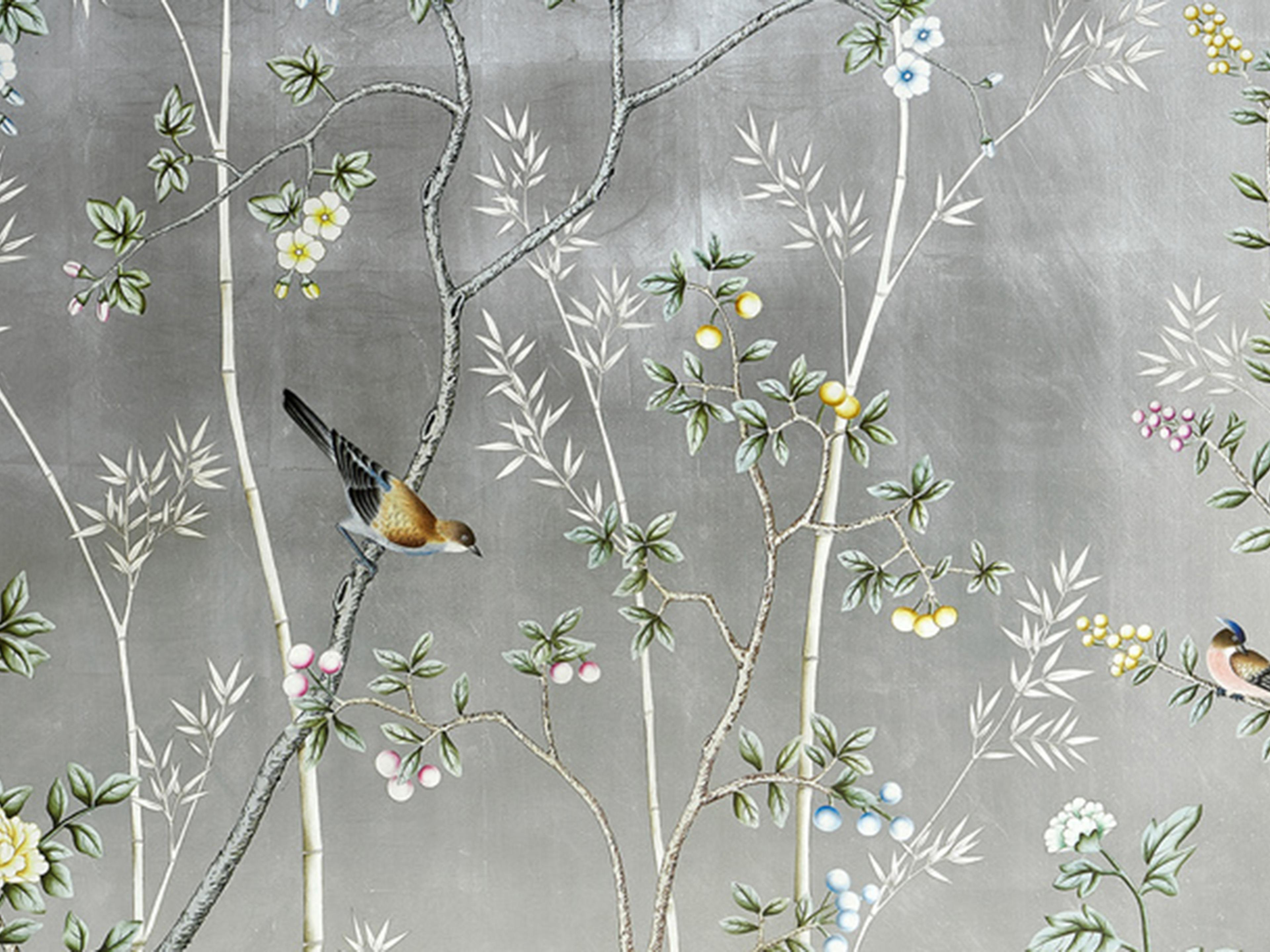 Jonathan Charles Jc Modern Painted Scene: De Gournay White Wood King Panel Bed