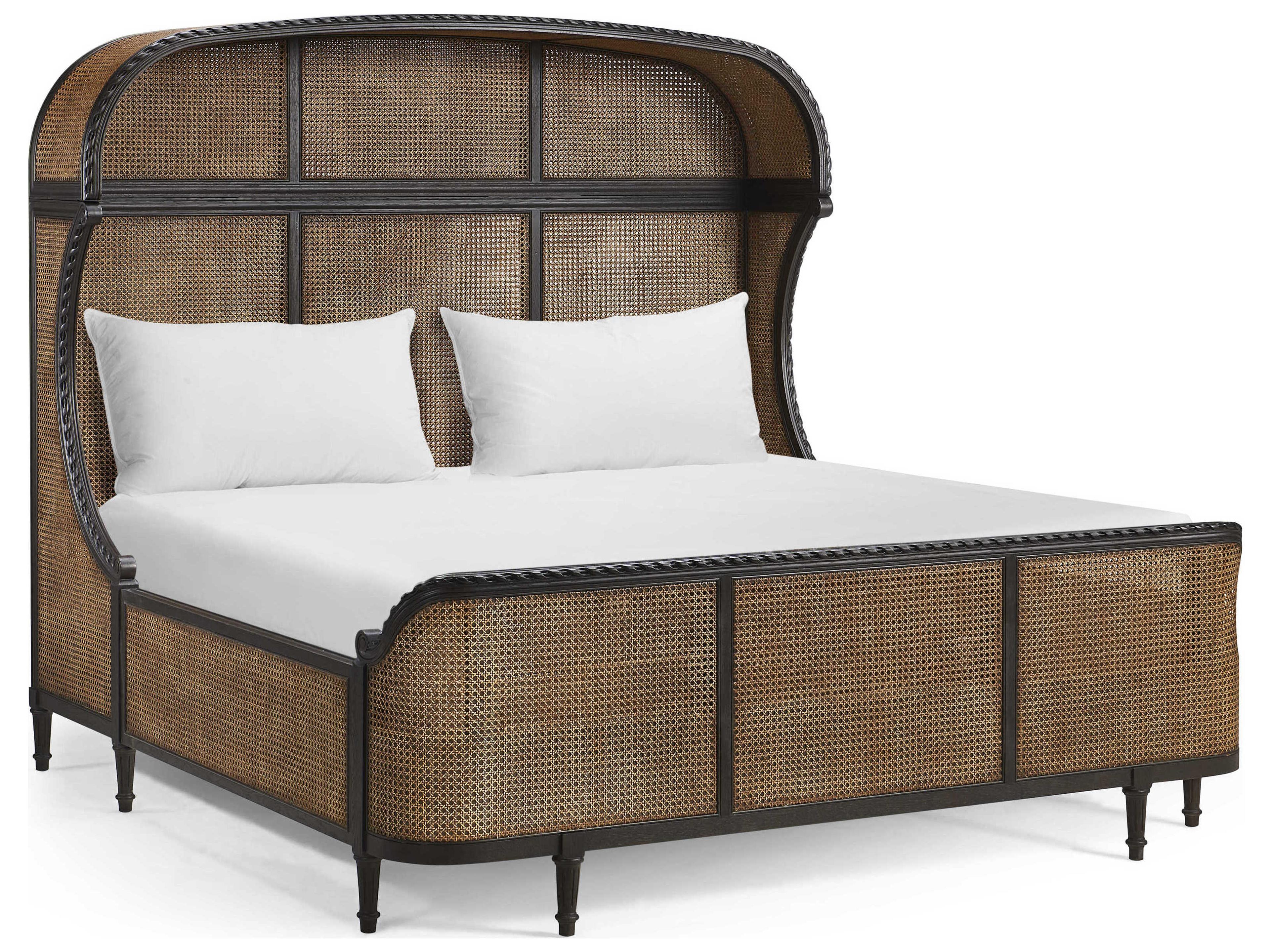Jc Traditional Ebonized Oak Black Wood King Shelter Bed