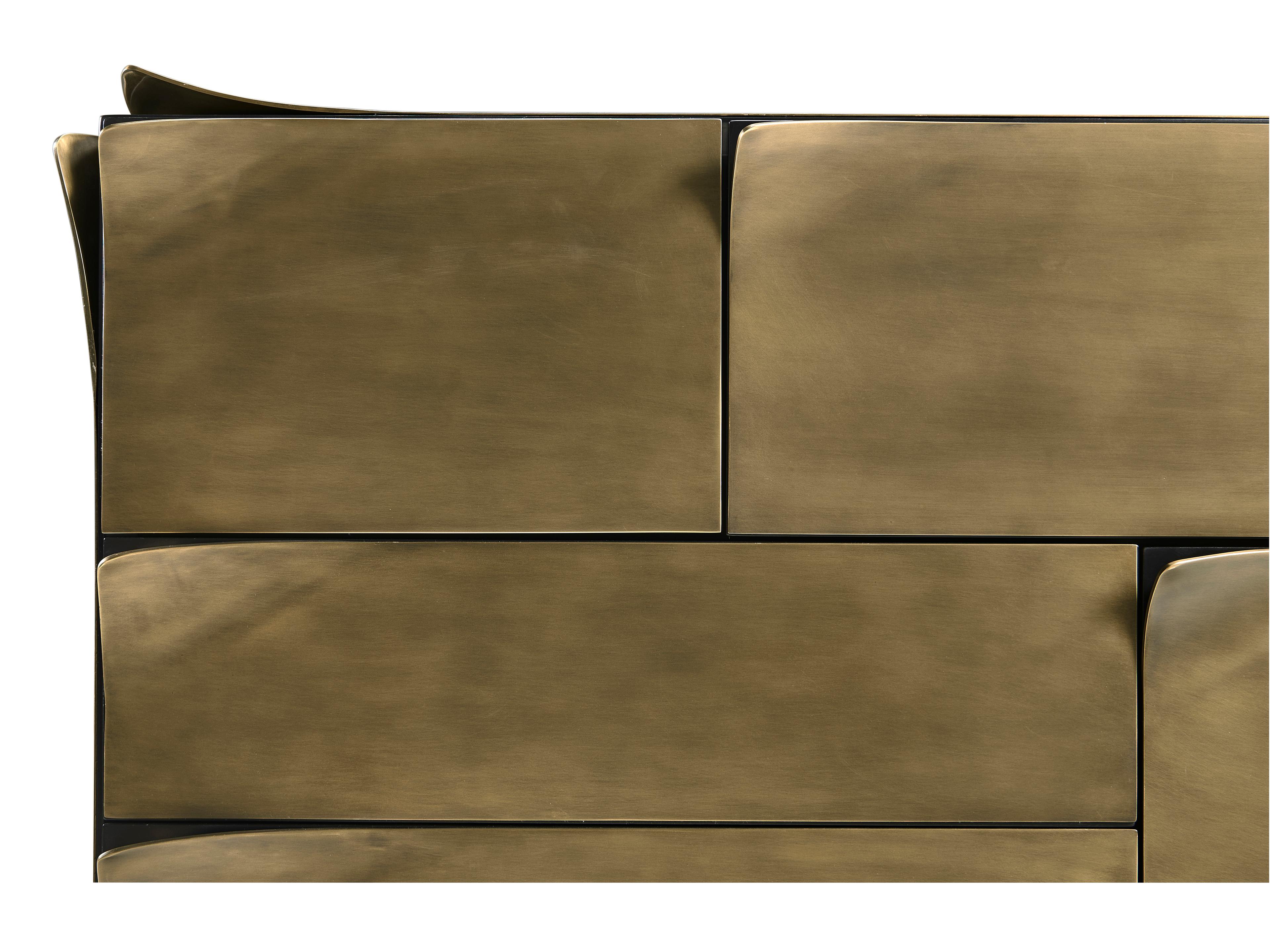 Jonathan Charles Hammersmith Satin Brass Beech Wood Accent Chest