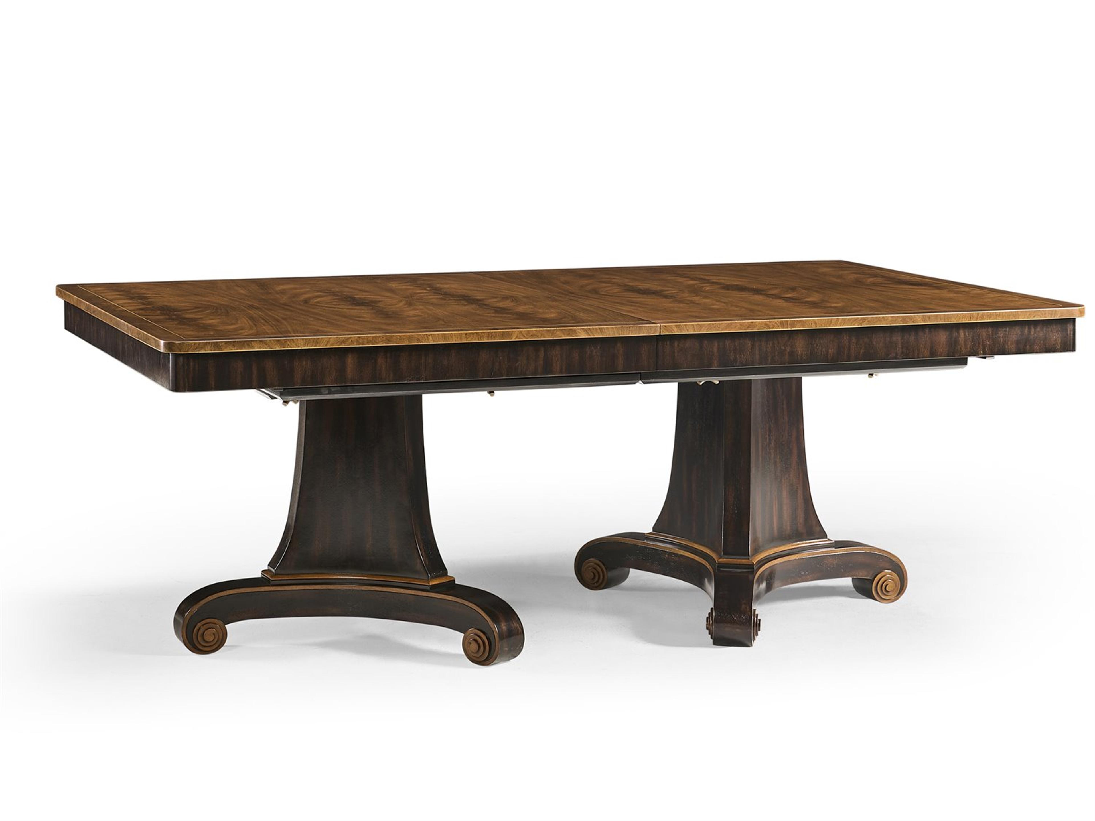 Jonathan Charles New Traditional Rosette Rectangular Wood Crotch Walnut Dining Table