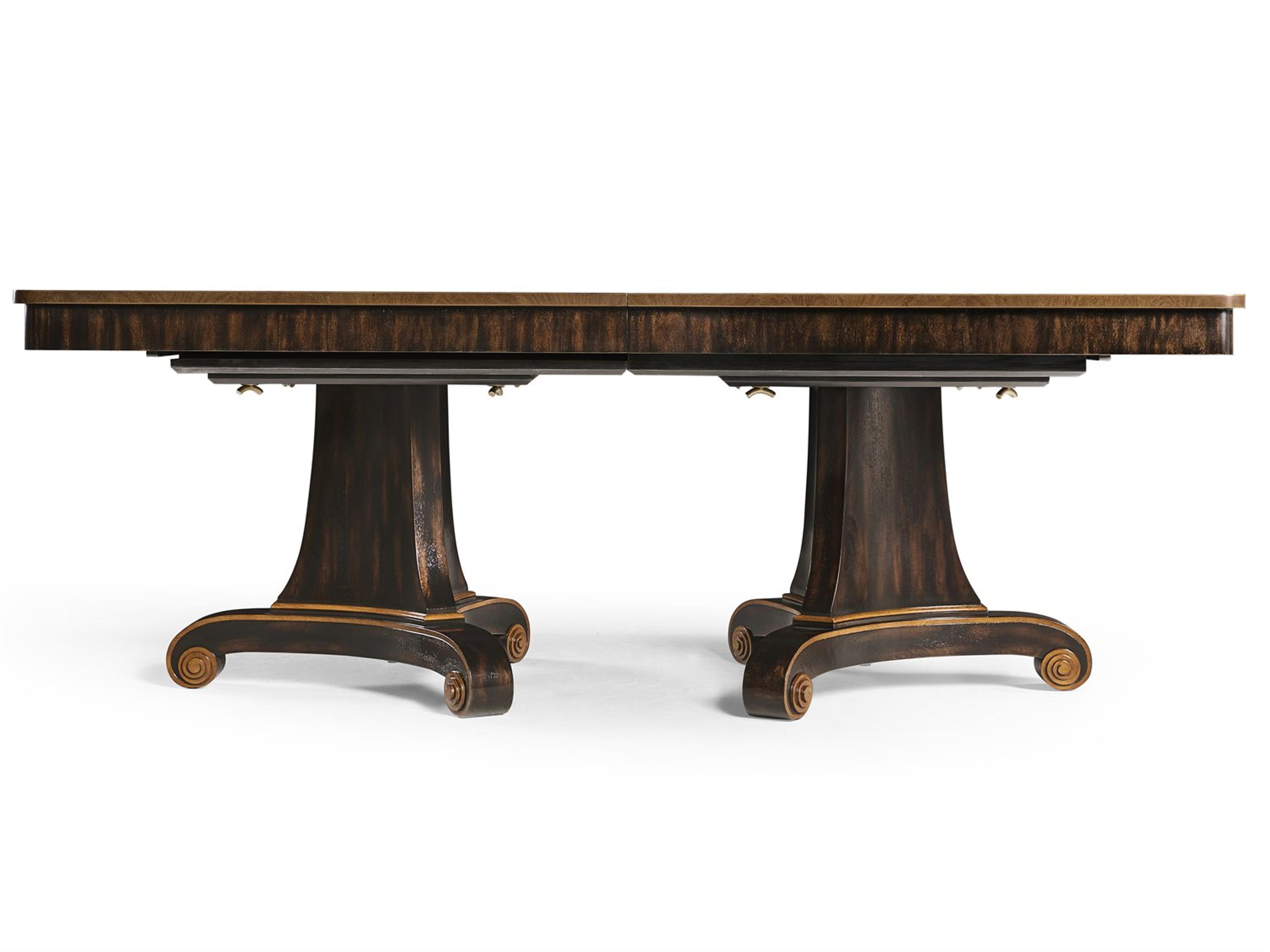 Jonathan Charles New Traditional Rosette Rectangular Wood Crotch Walnut Dining Table