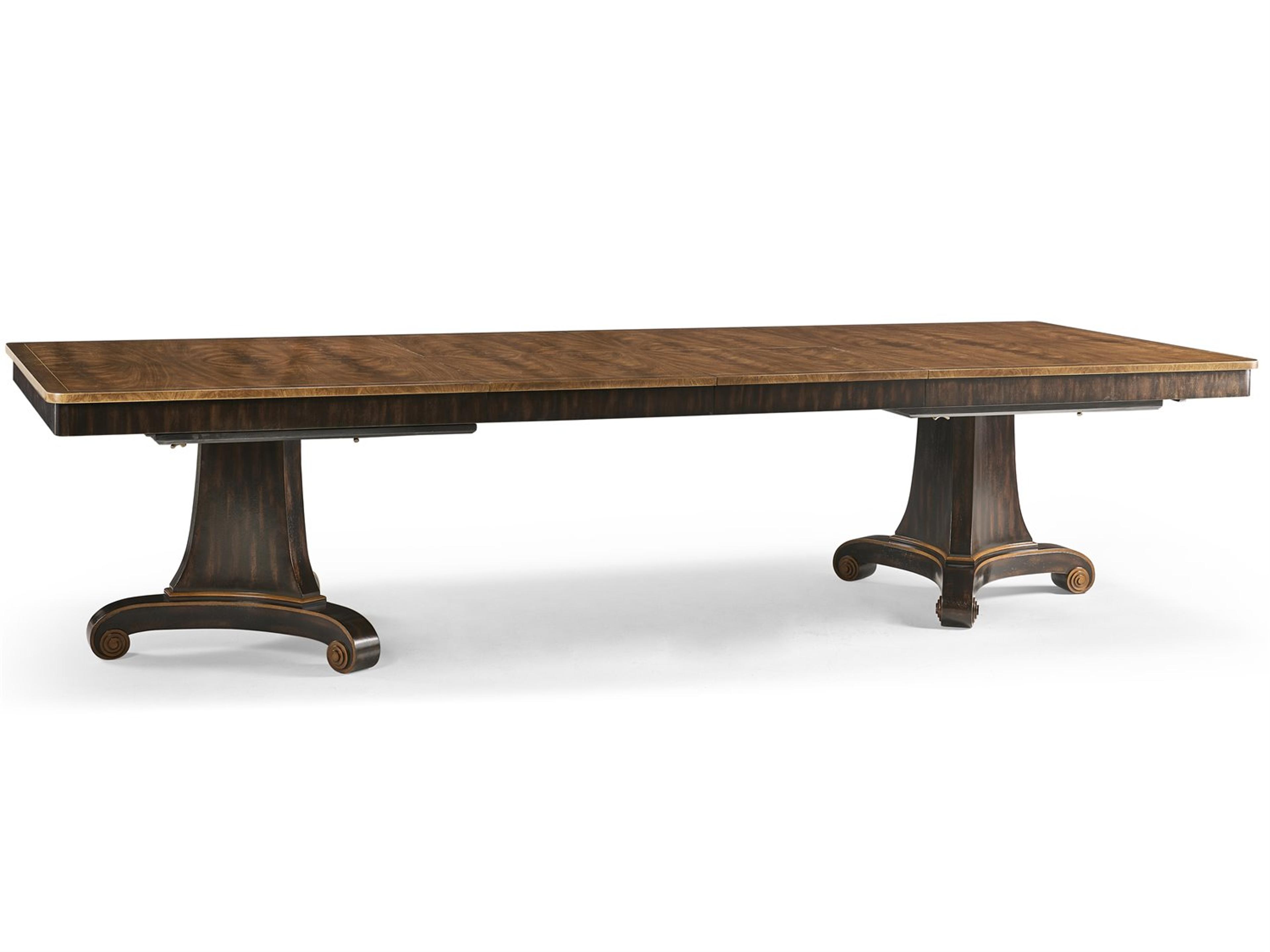 Jonathan Charles New Traditional Rosette Rectangular Wood Crotch Walnut Dining Table