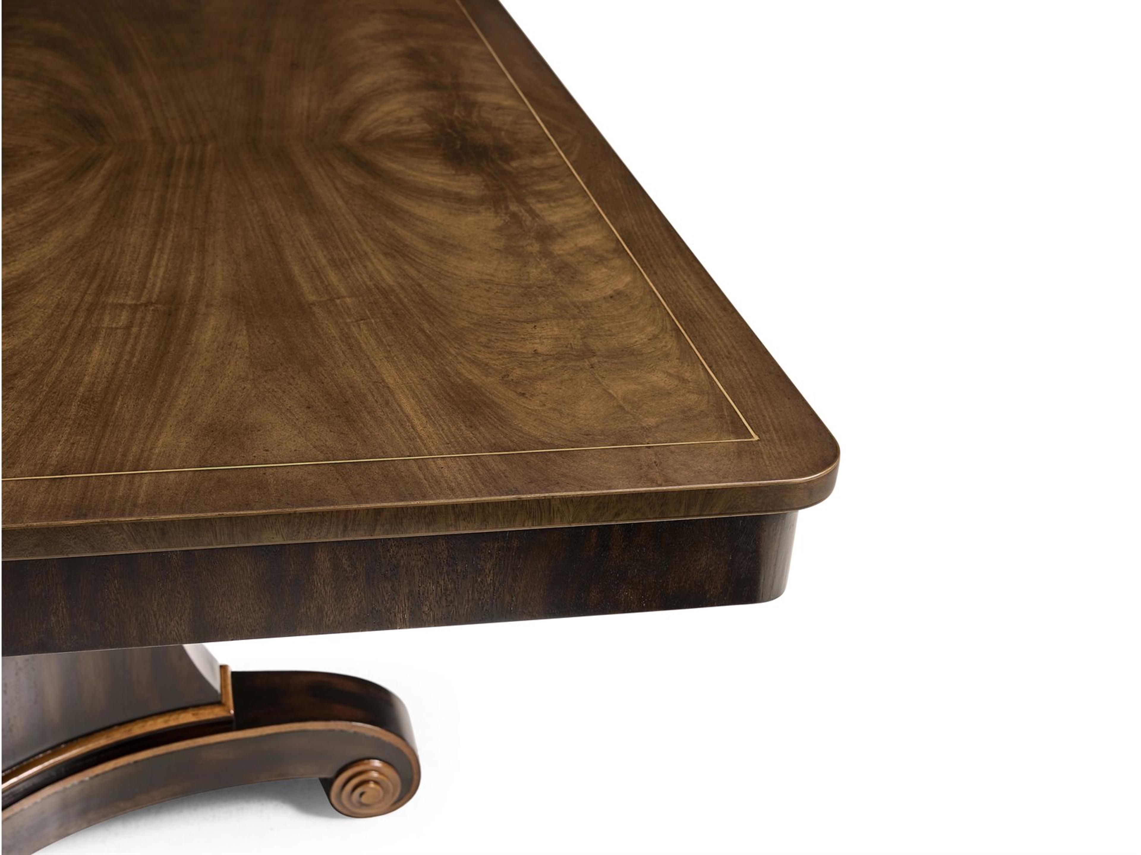 Jonathan Charles New Traditional Rosette Rectangular Wood Crotch Walnut Dining Table