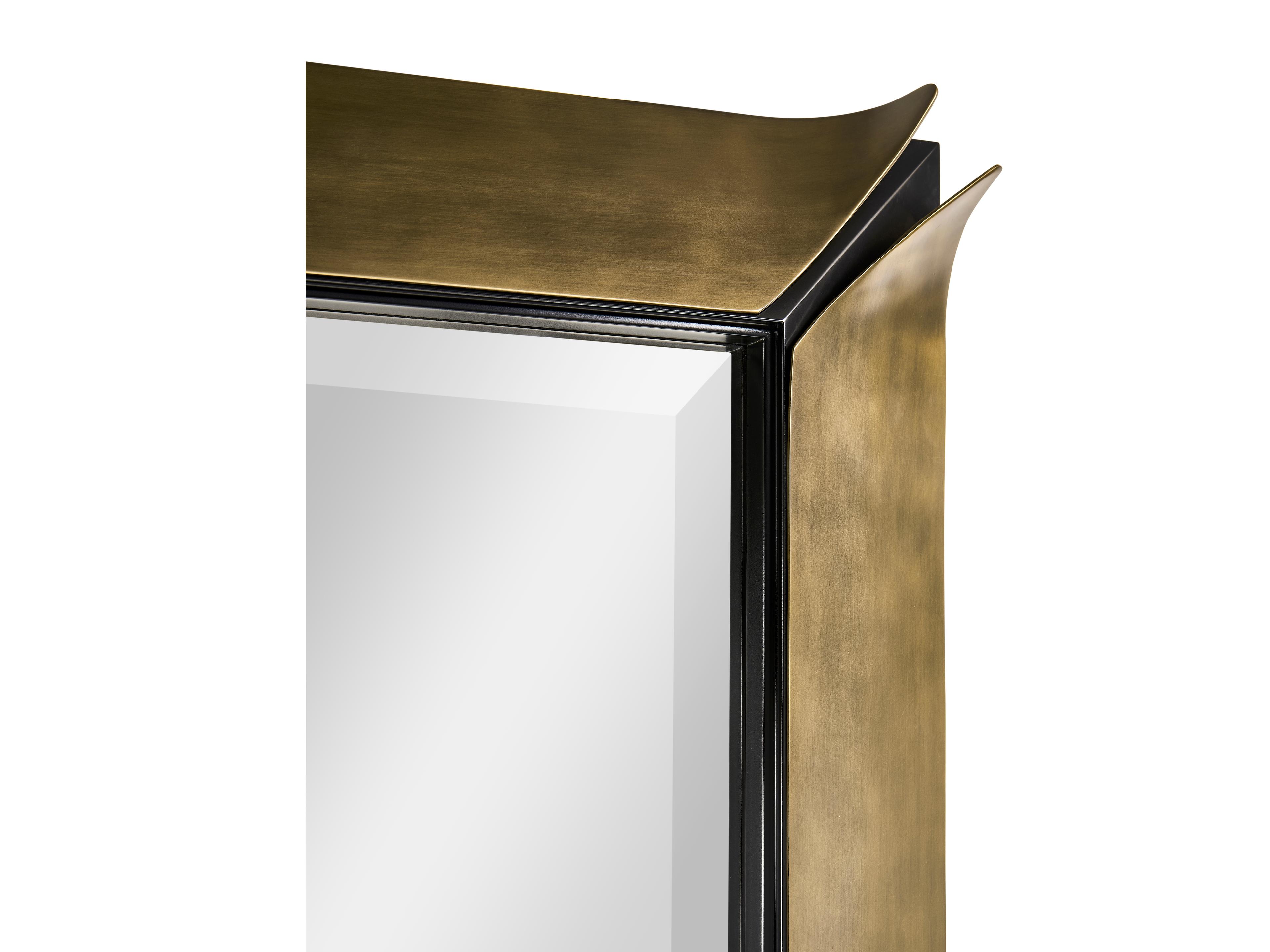 Jonathan Charles Jc Modern Satin Brass Wall Mirror Rectangular