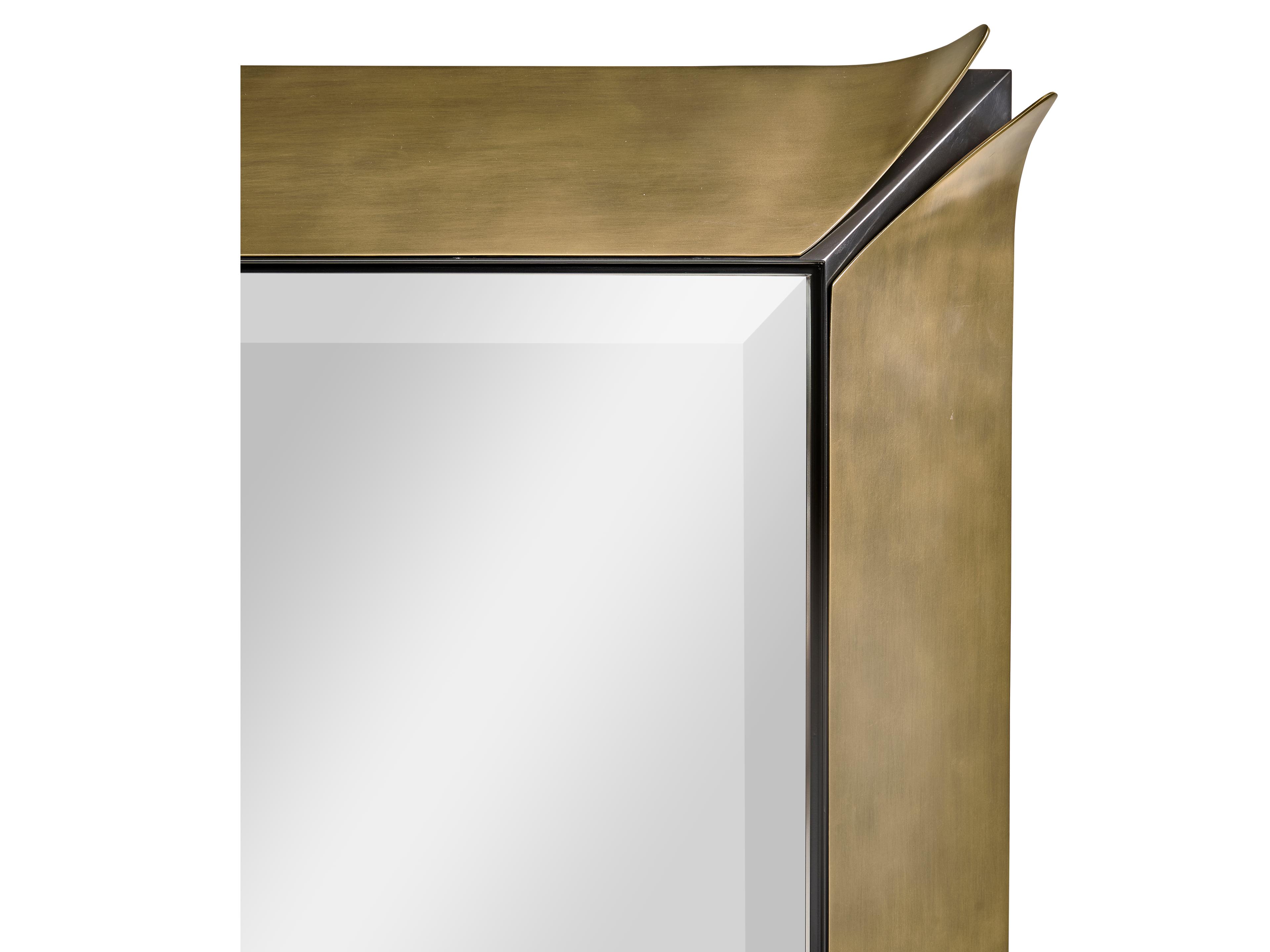 Jonathan Charles Jc Modern Satin Brass Wall Mirror Rectangular