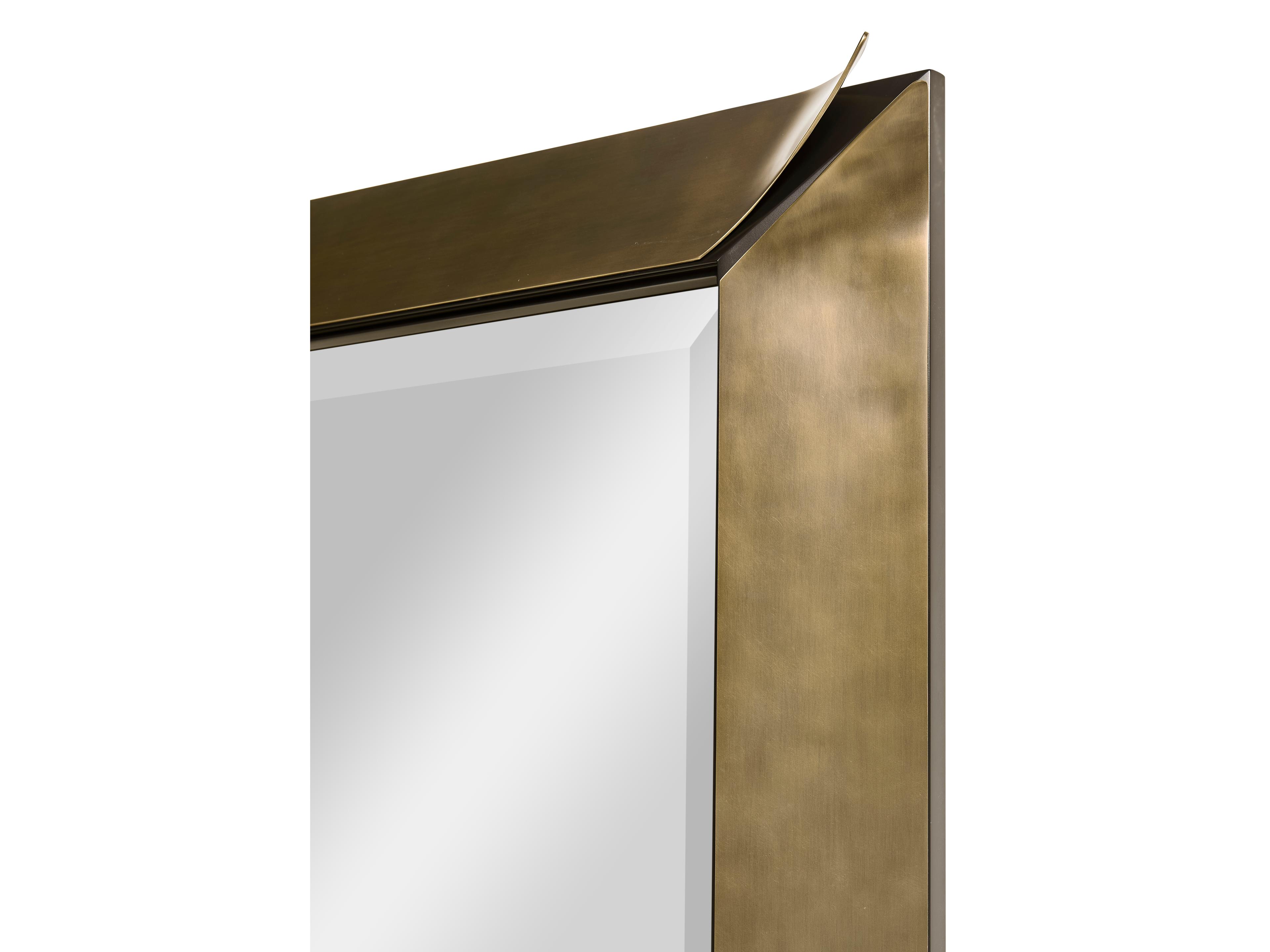 Jonathan Charles Jc Modern Satin Brass Wall Mirror Rectangular