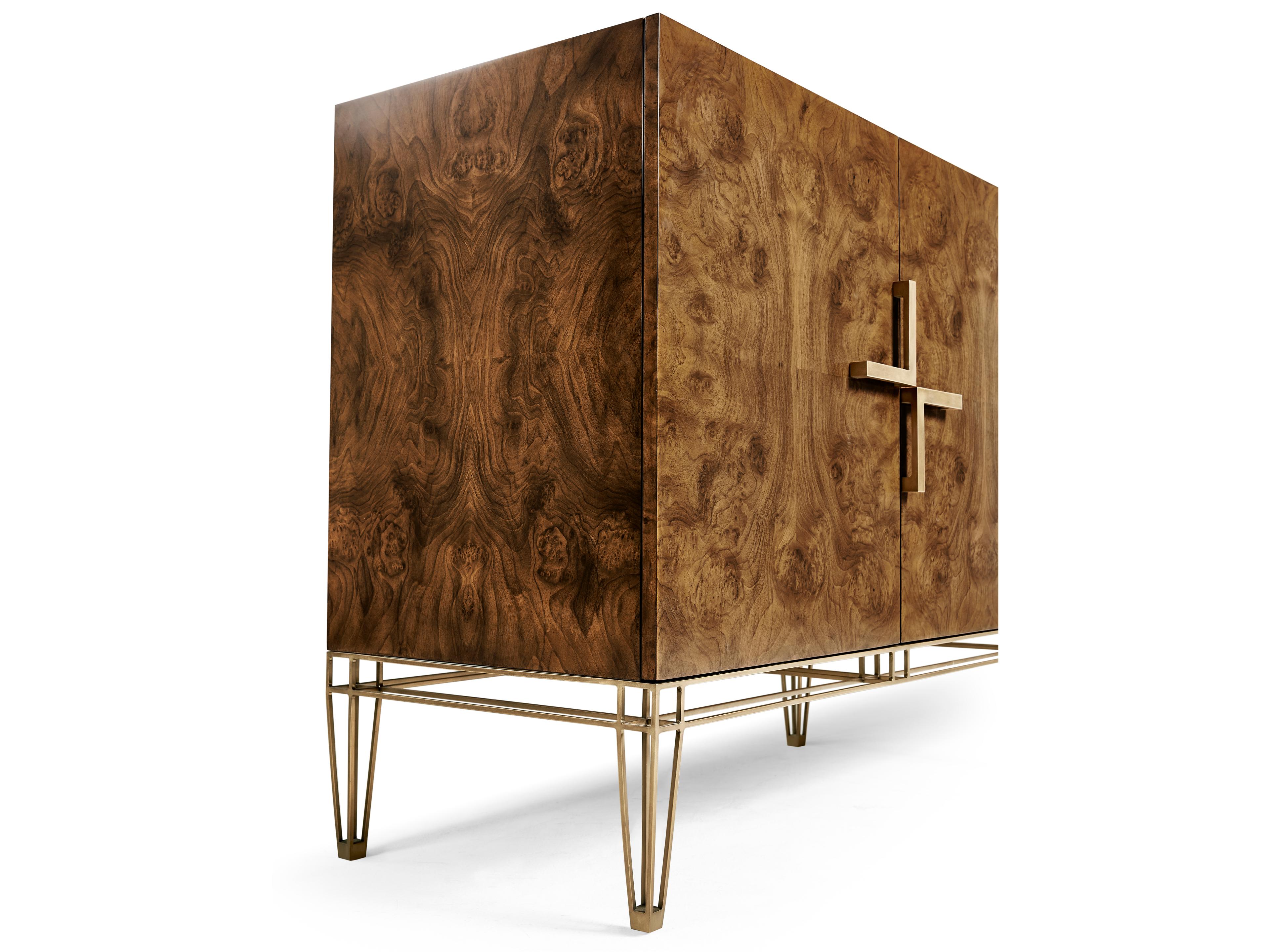 Jonathan Charles Jc Modern Rectangular Wood Walnut Burl Console Table