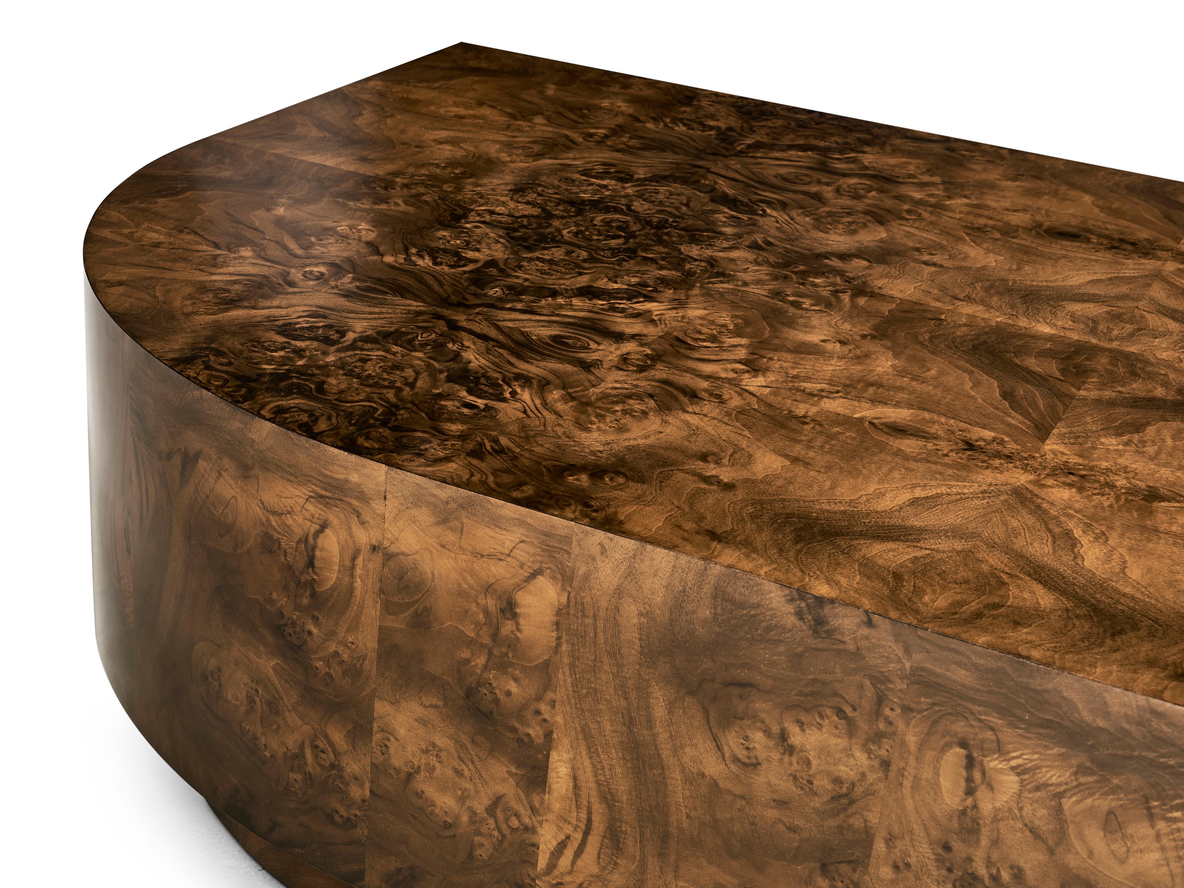 Jonathan Charles Jc Modern Rectangular Wood Walnut Burl Coffee Table