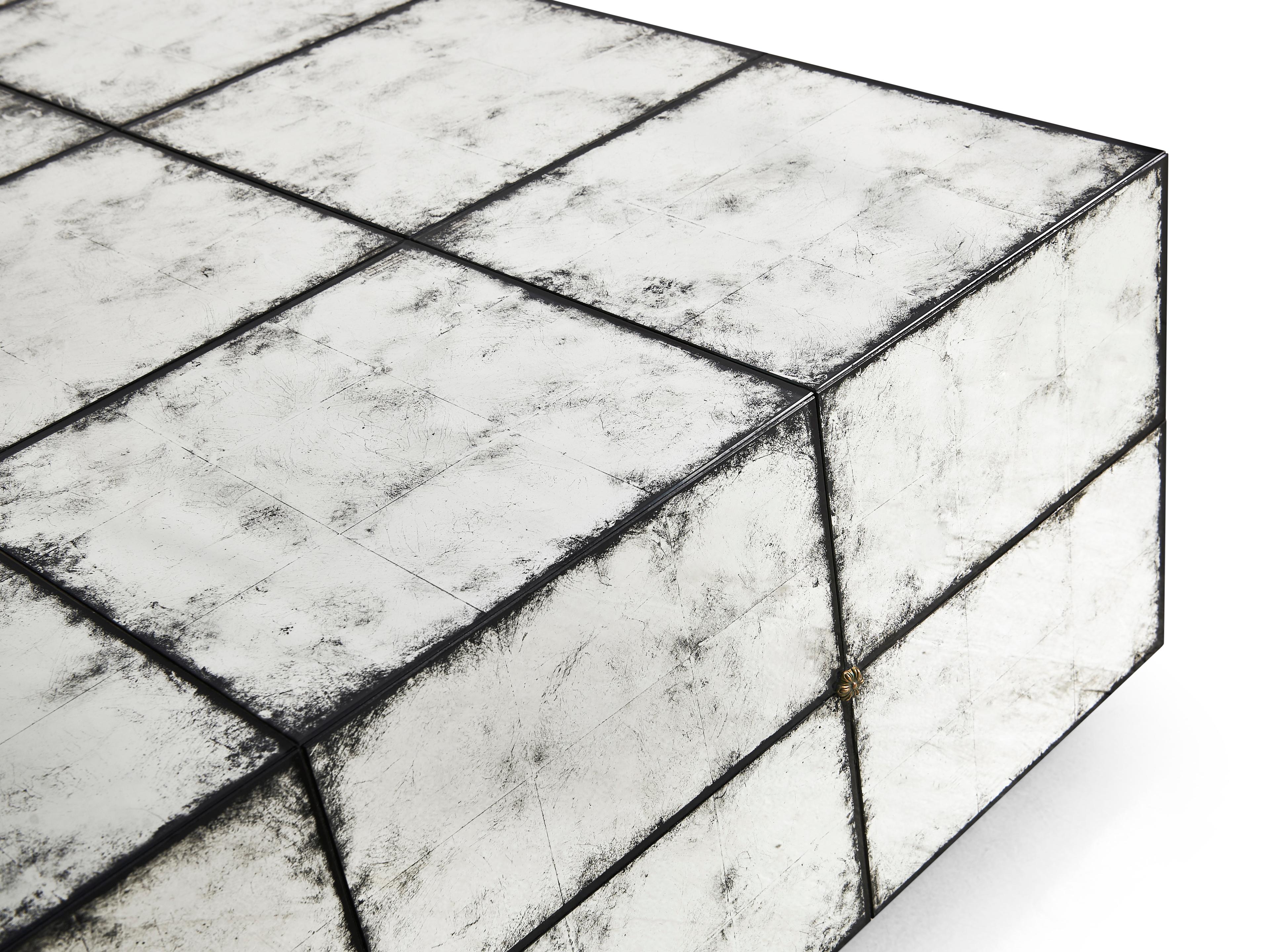 Jonathan Charles Jc Modern Square Mirror Eglomise Glass Coffee Table