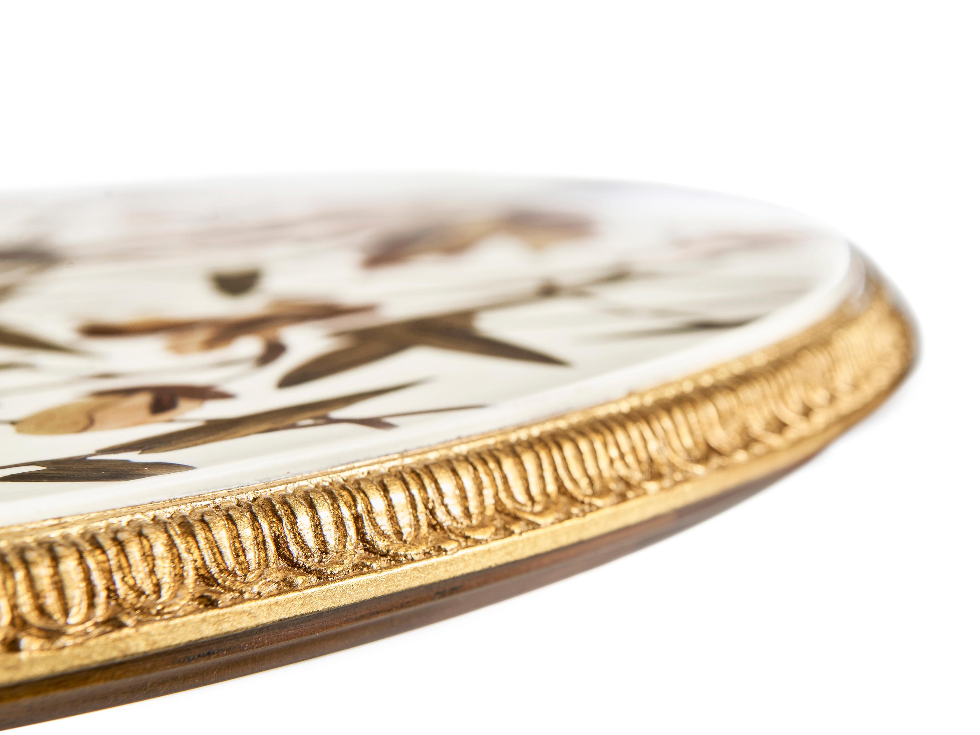 Jonathan Charles Trianon Round Wood Oak Leaf Parquetry End Table