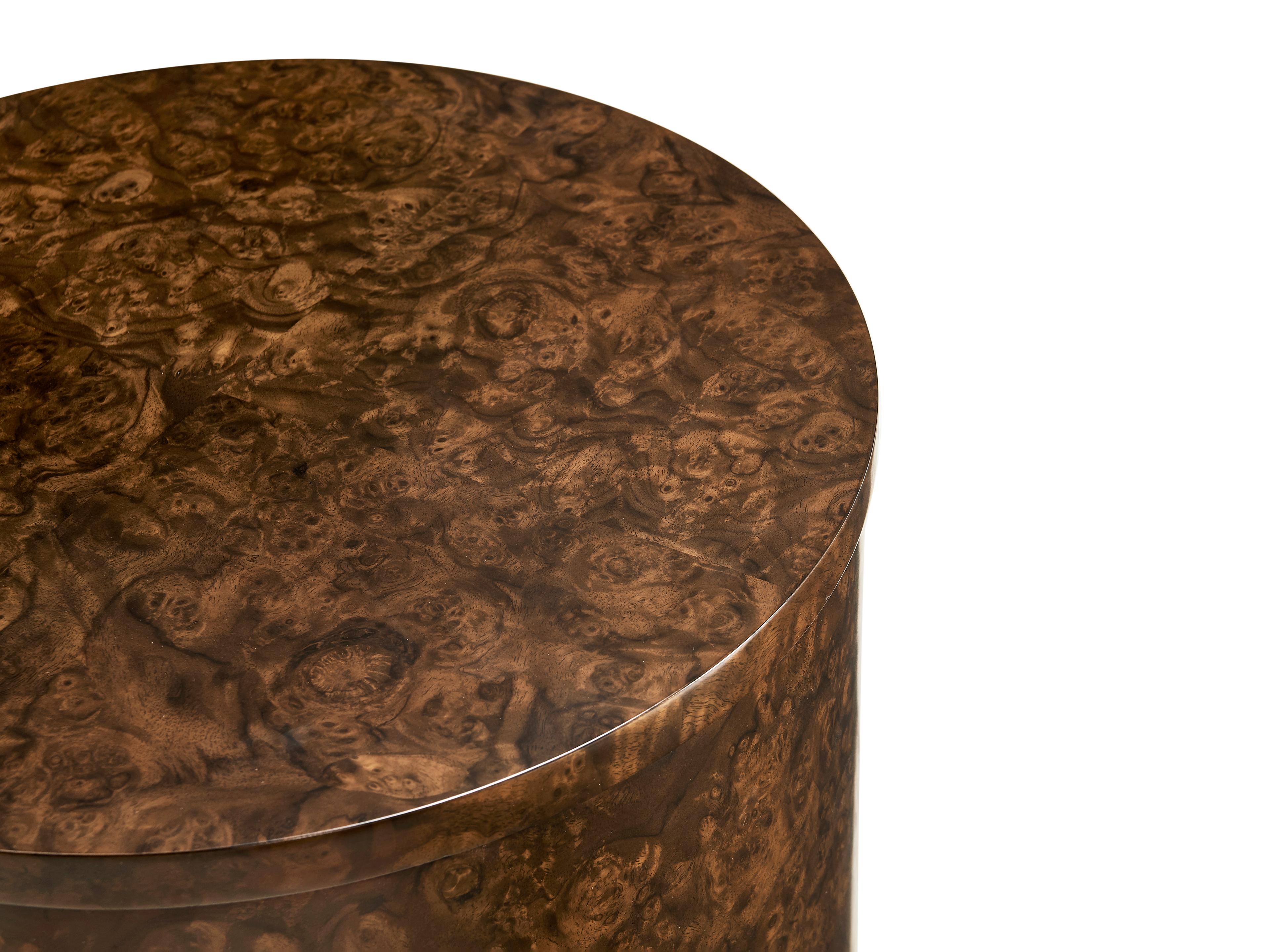 Jonathan Charles Jacques Round Wood Walnut Burl End Table