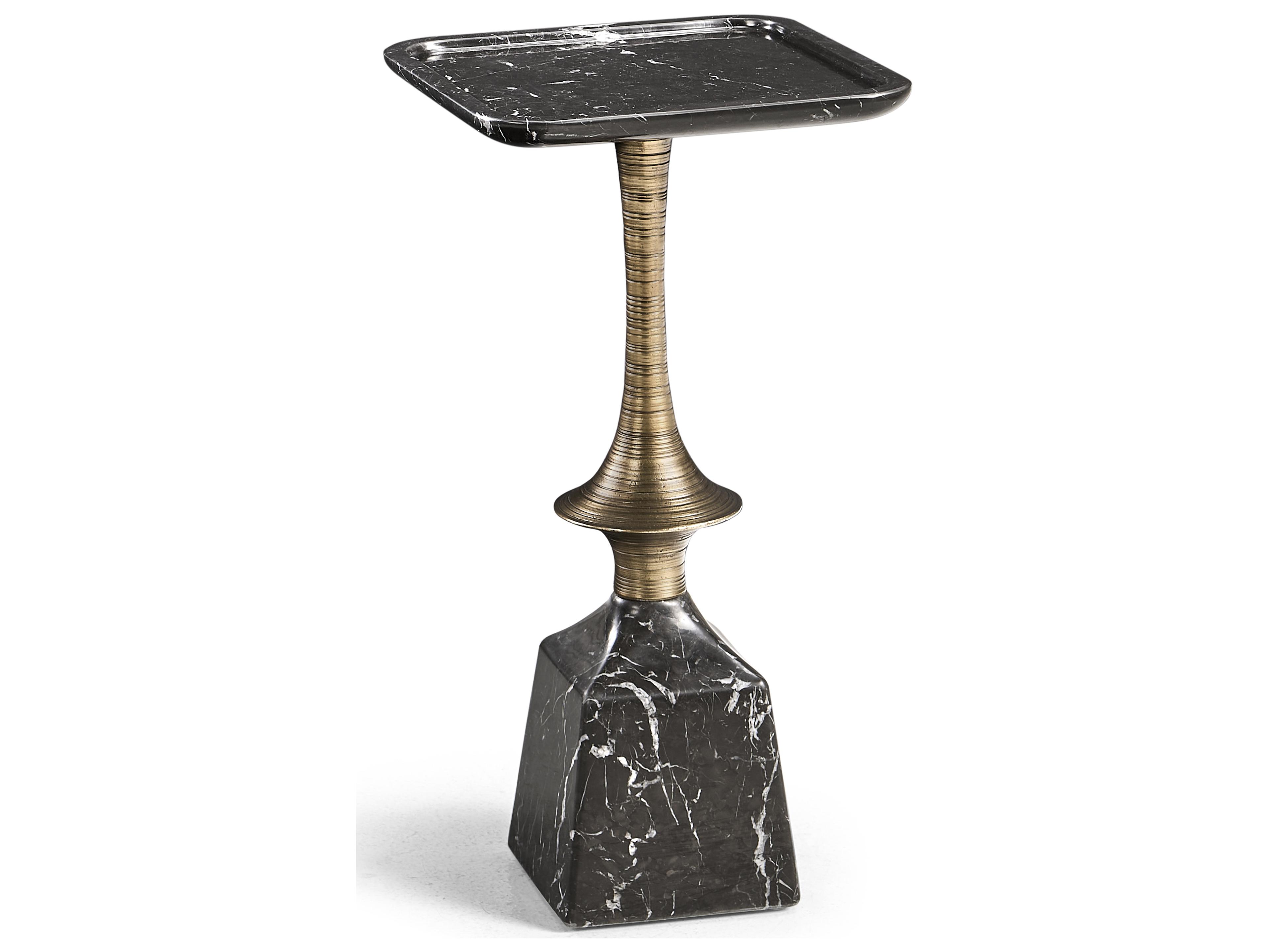 All Things Small Square Neromacquina Marble End Table