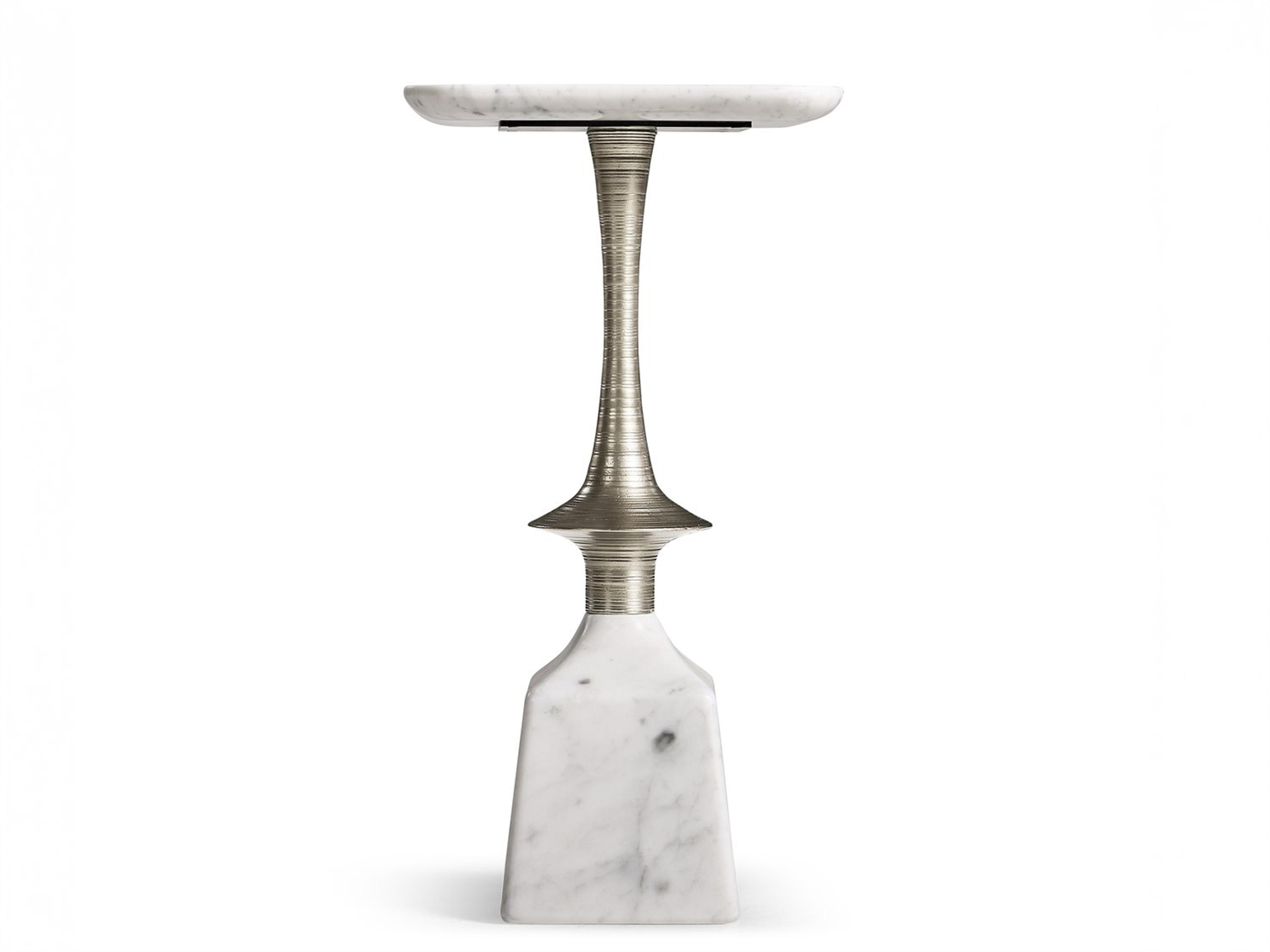 Jonathan Charles All Things Small Harbor Martini Square White Carrera Marble End Table