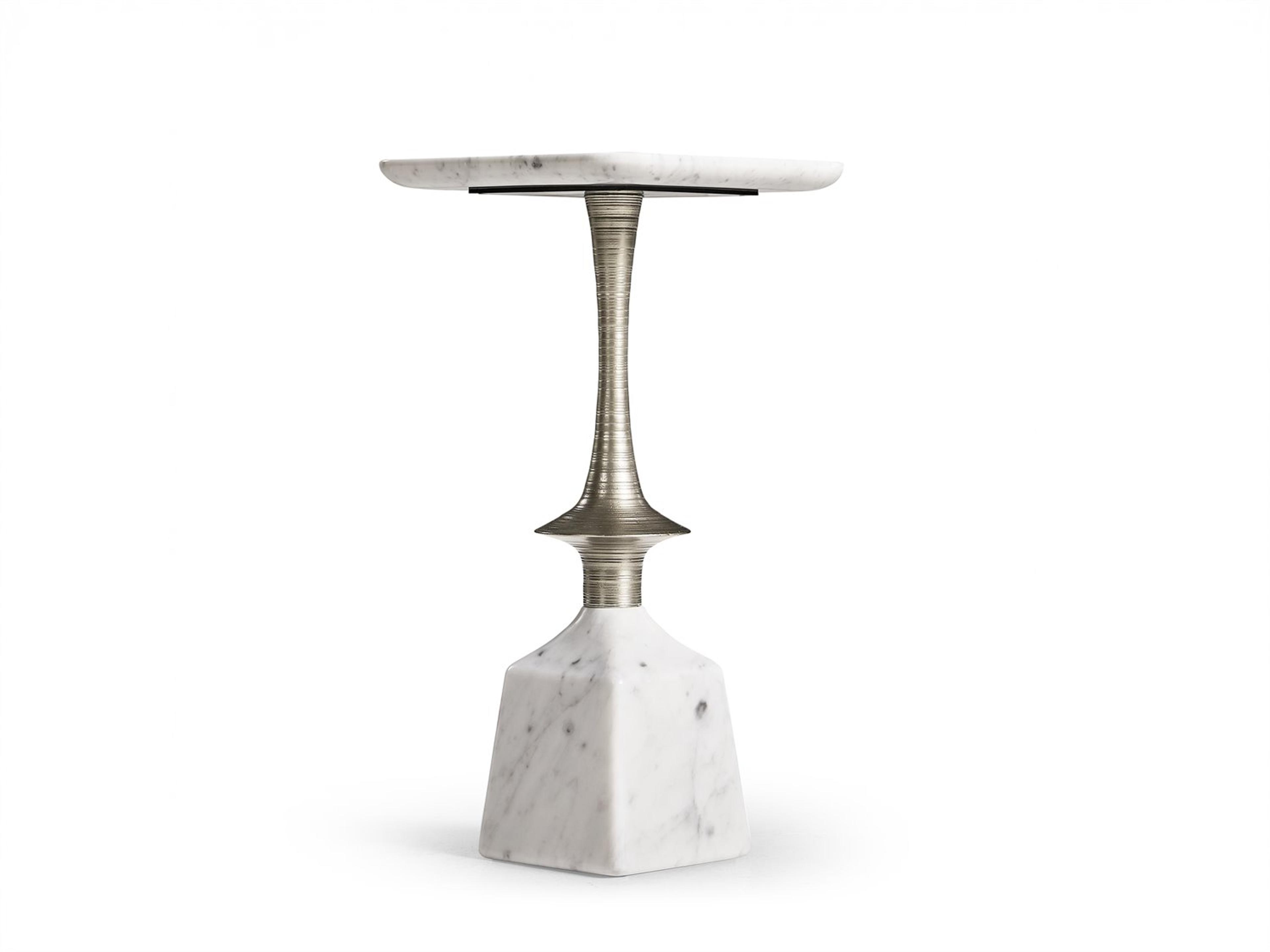 Jonathan Charles All Things Small Harbor Martini Square White Carrera Marble End Table