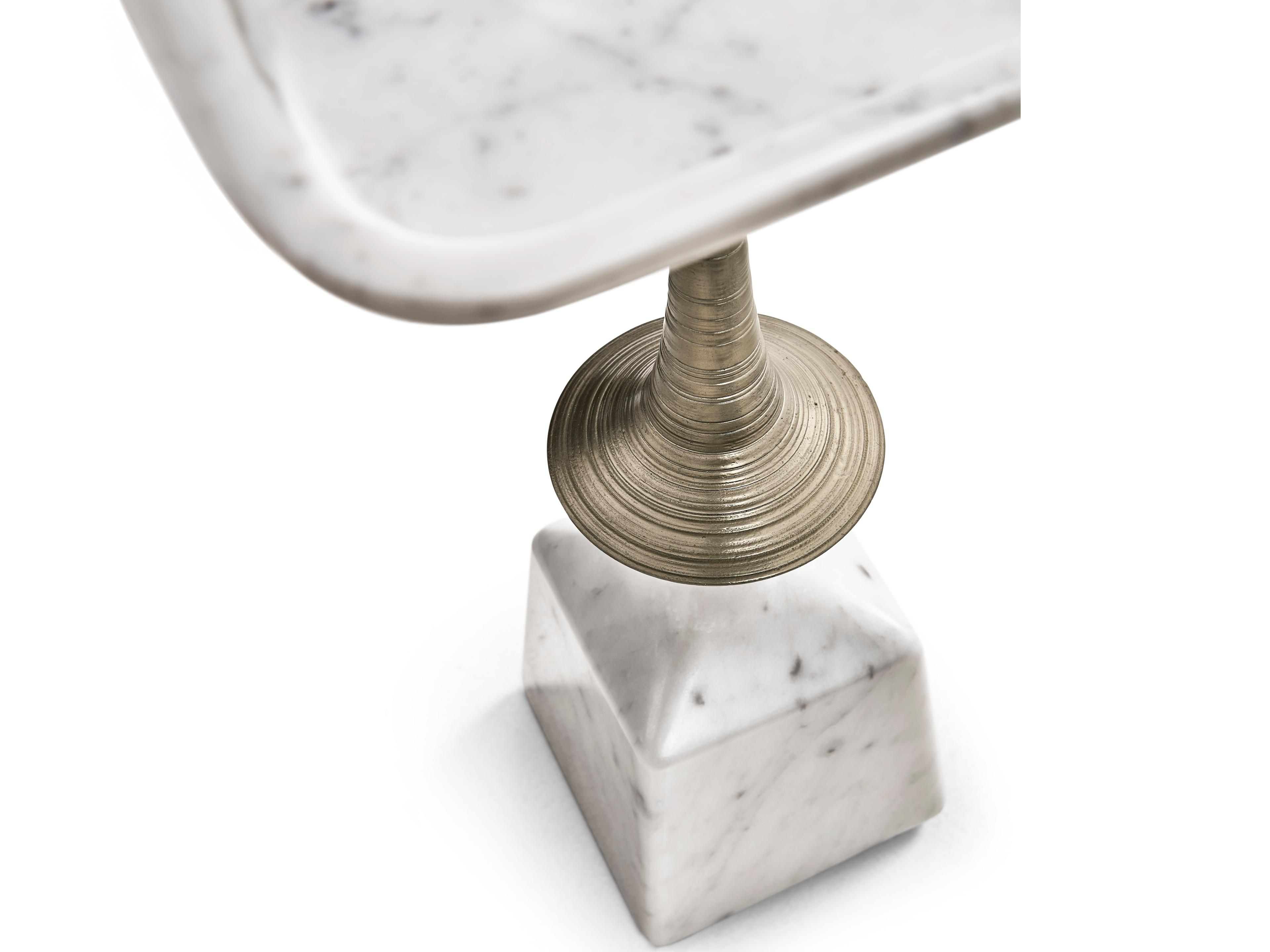 Jonathan Charles All Things Small Harbor Martini Square White Carrera Marble End Table
