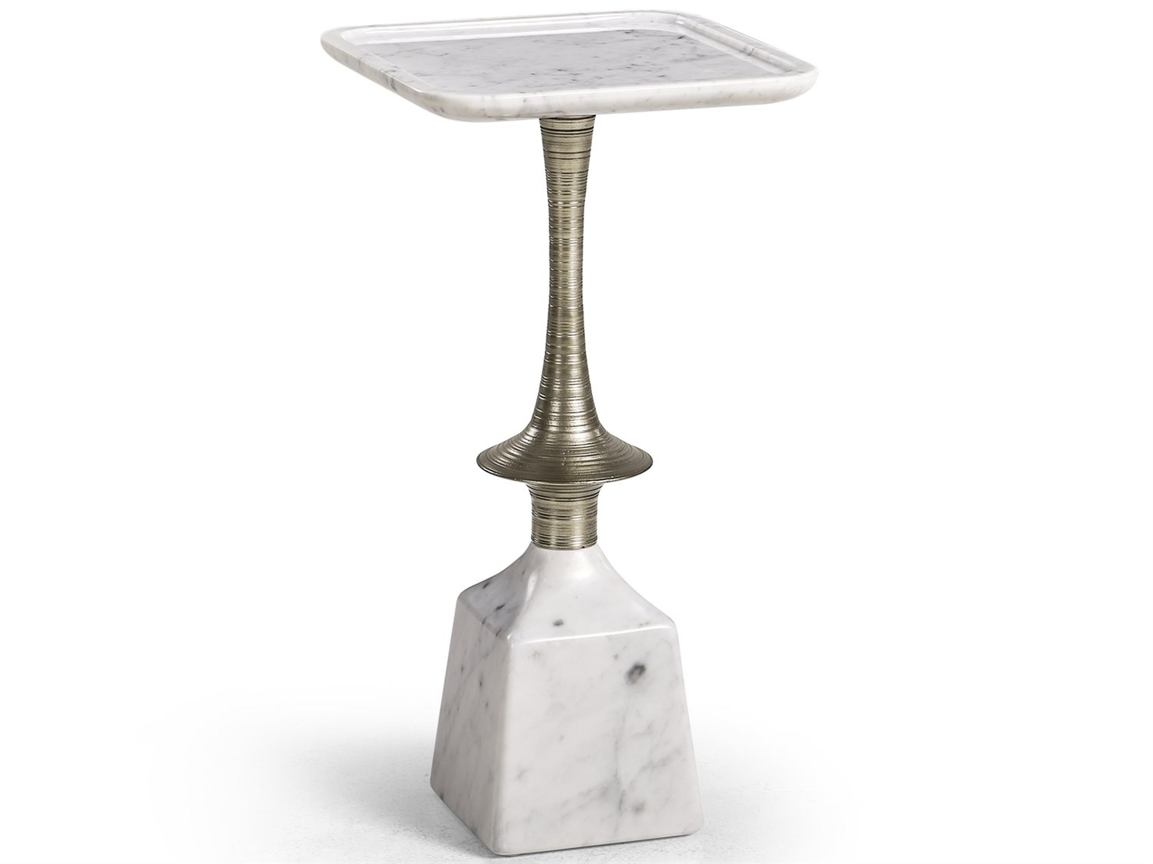 Jonathan Charles All Things Small Harbor Martini Square White Carrera Marble End Table