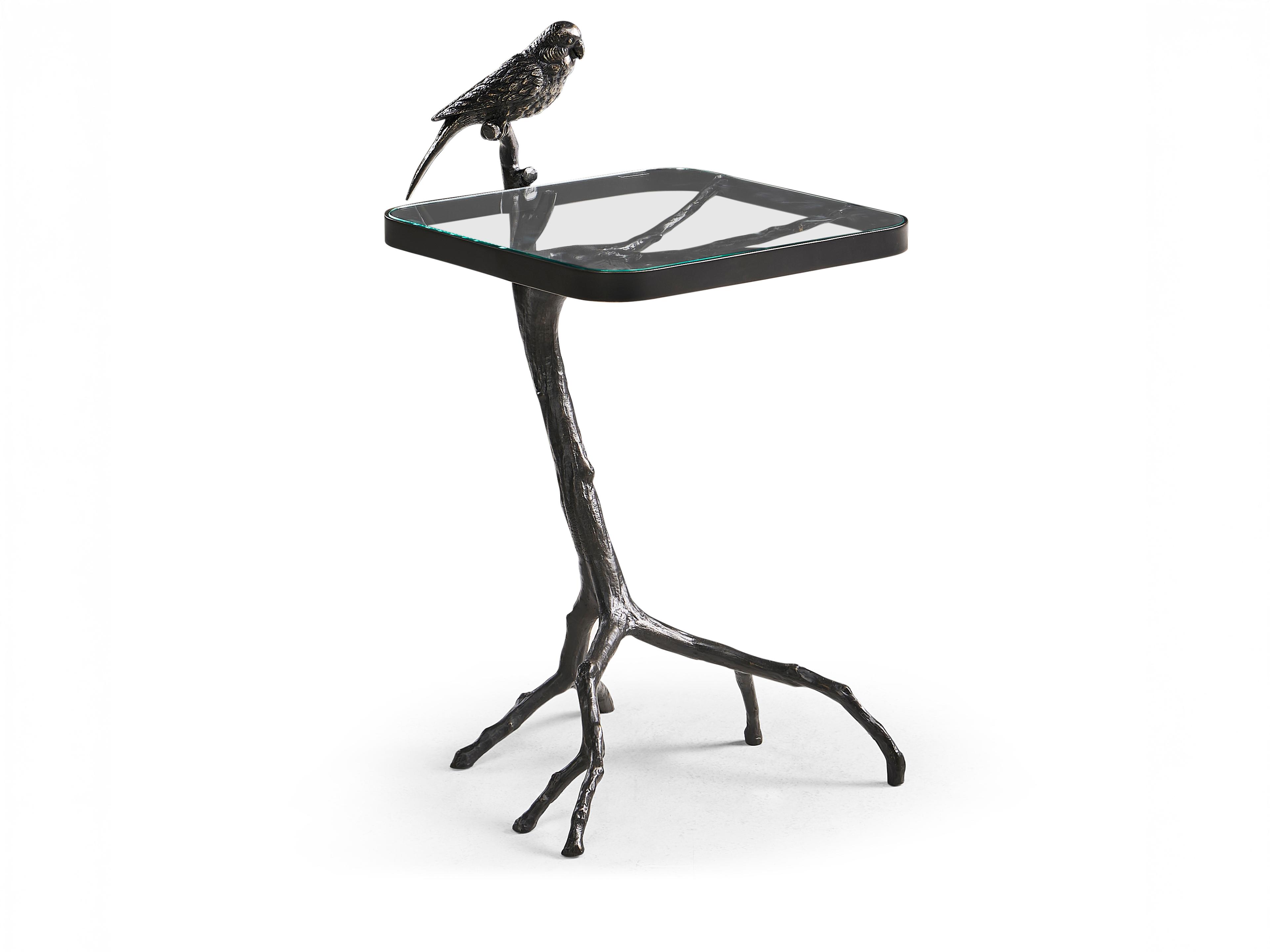 Jonathan Charles All Things Small Rectangular Glass Antique Bronze On Iron End Table