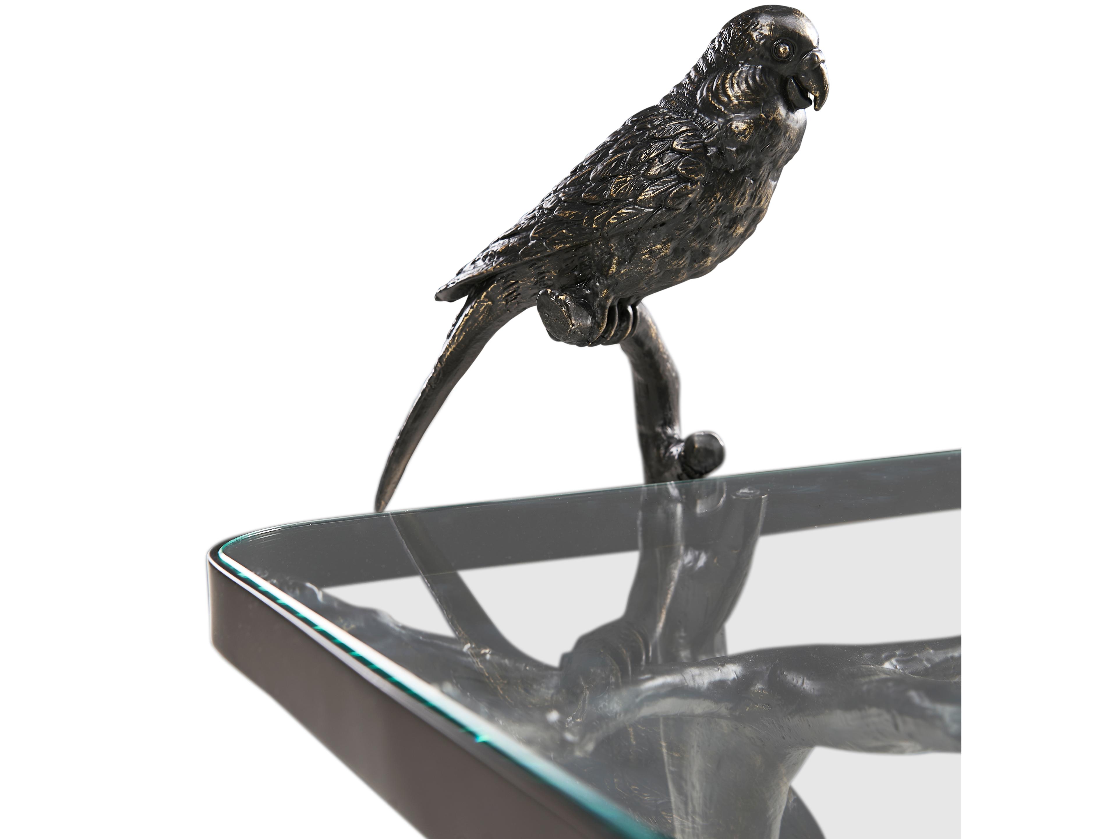 Jonathan Charles All Things Small Rectangular Glass Antique Bronze On Iron End Table