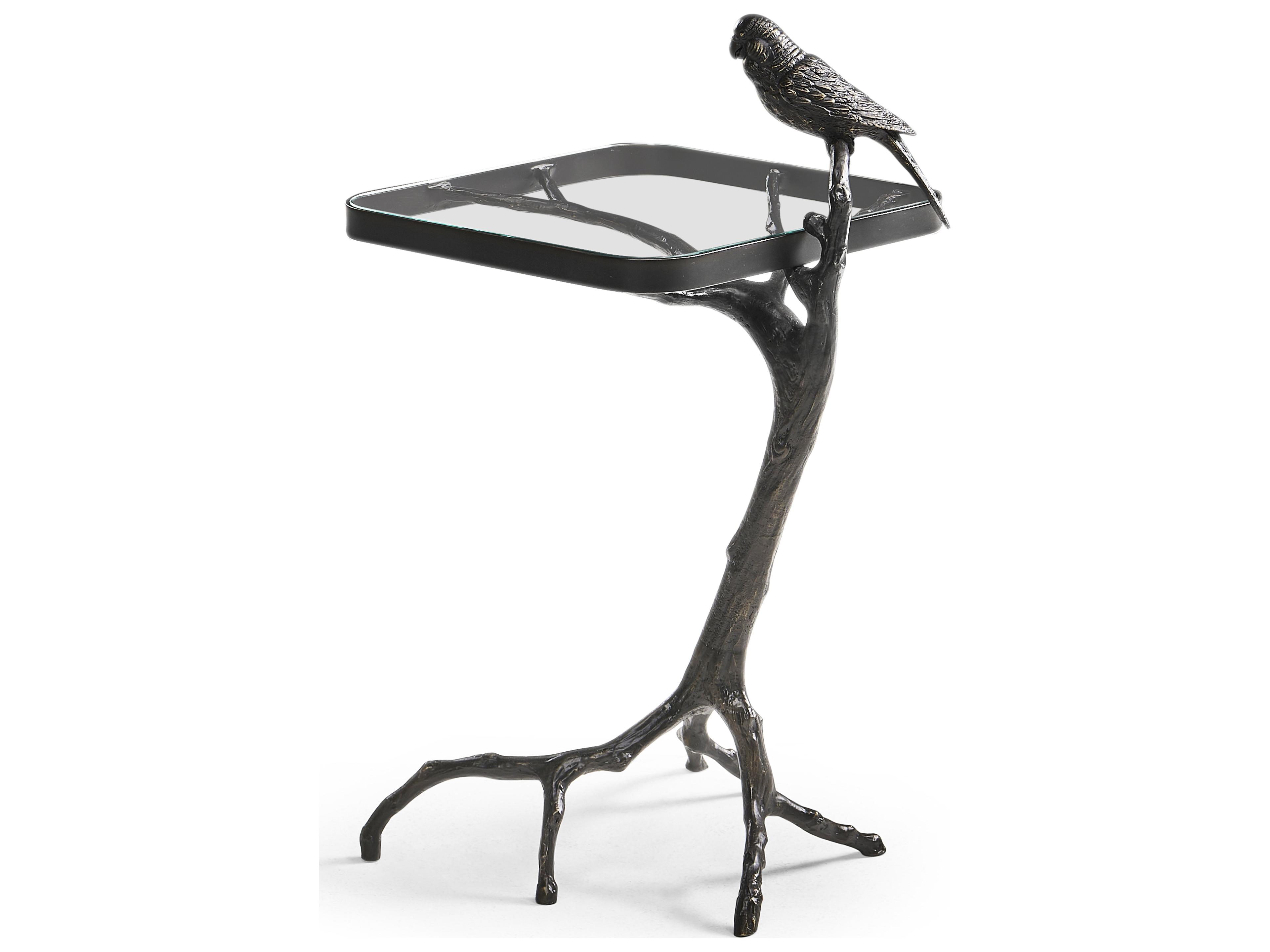 Jonathan Charles All Things Small Rectangular Glass Antique Bronze On Iron End Table