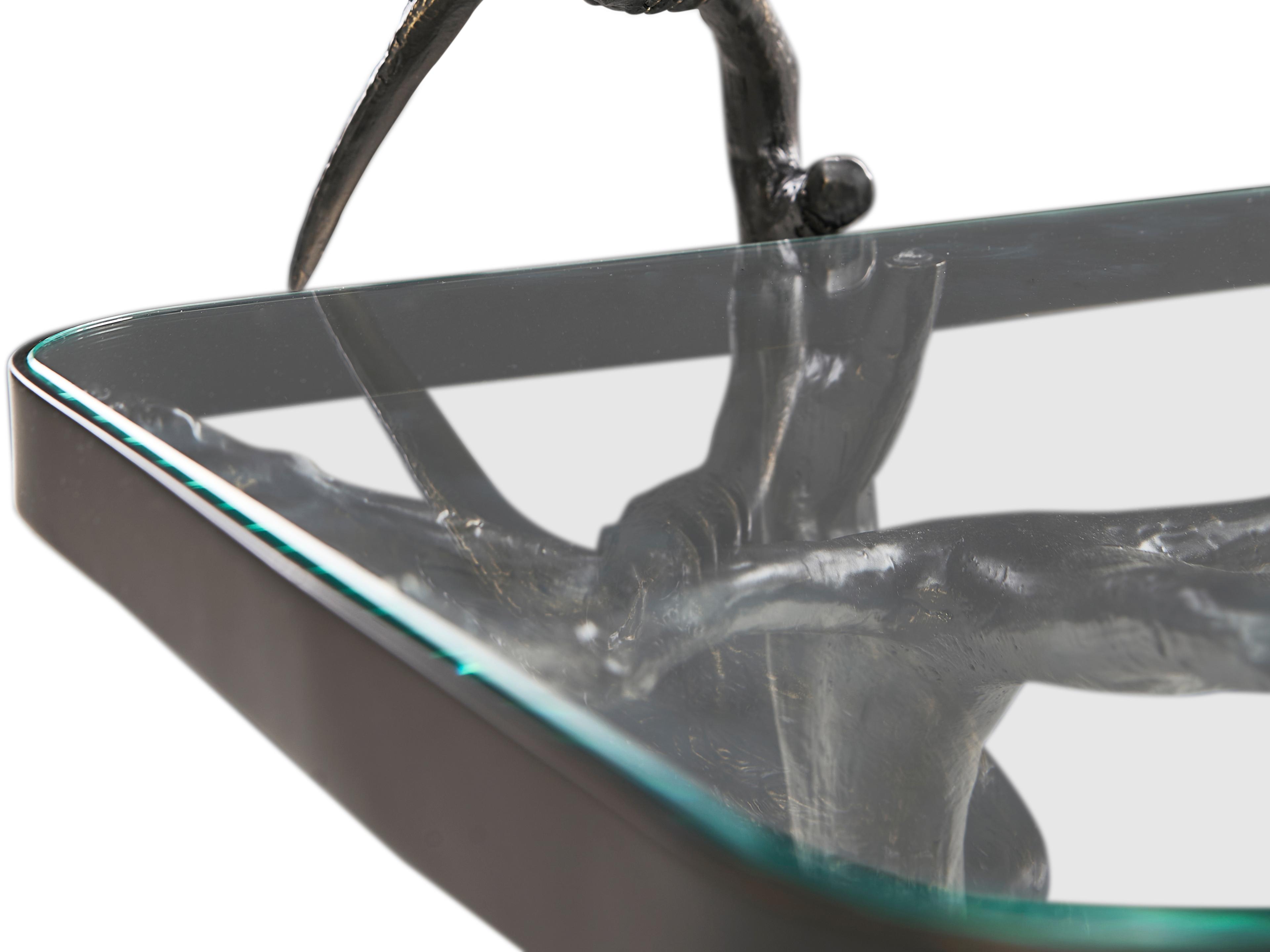 Jonathan Charles All Things Small Rectangular Glass Antique Bronze On Iron End Table