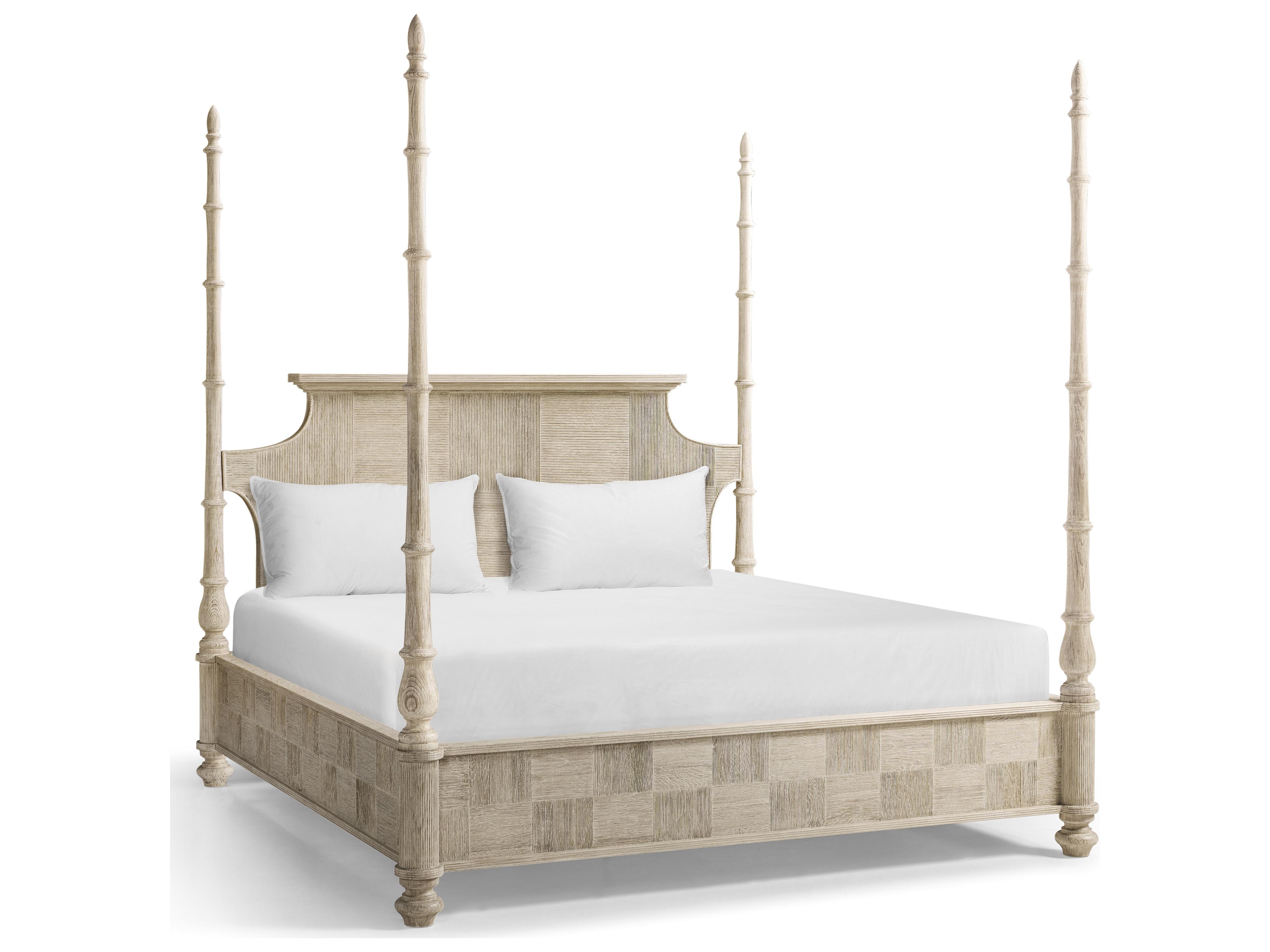 William Yeoward Washed Acacia Beige Oak Wood King Poster Bed