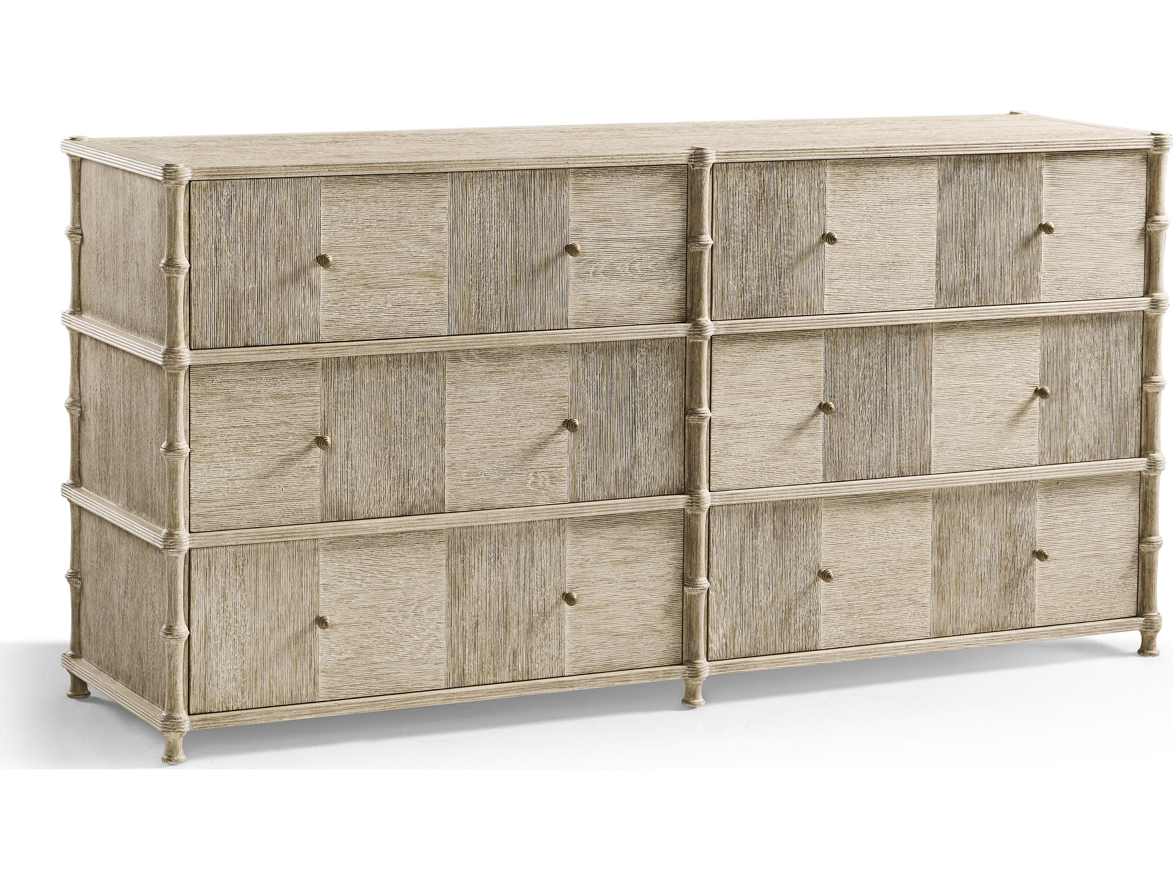 William Yeoward 6-Drawers Beige Oak Wood Double Dresser