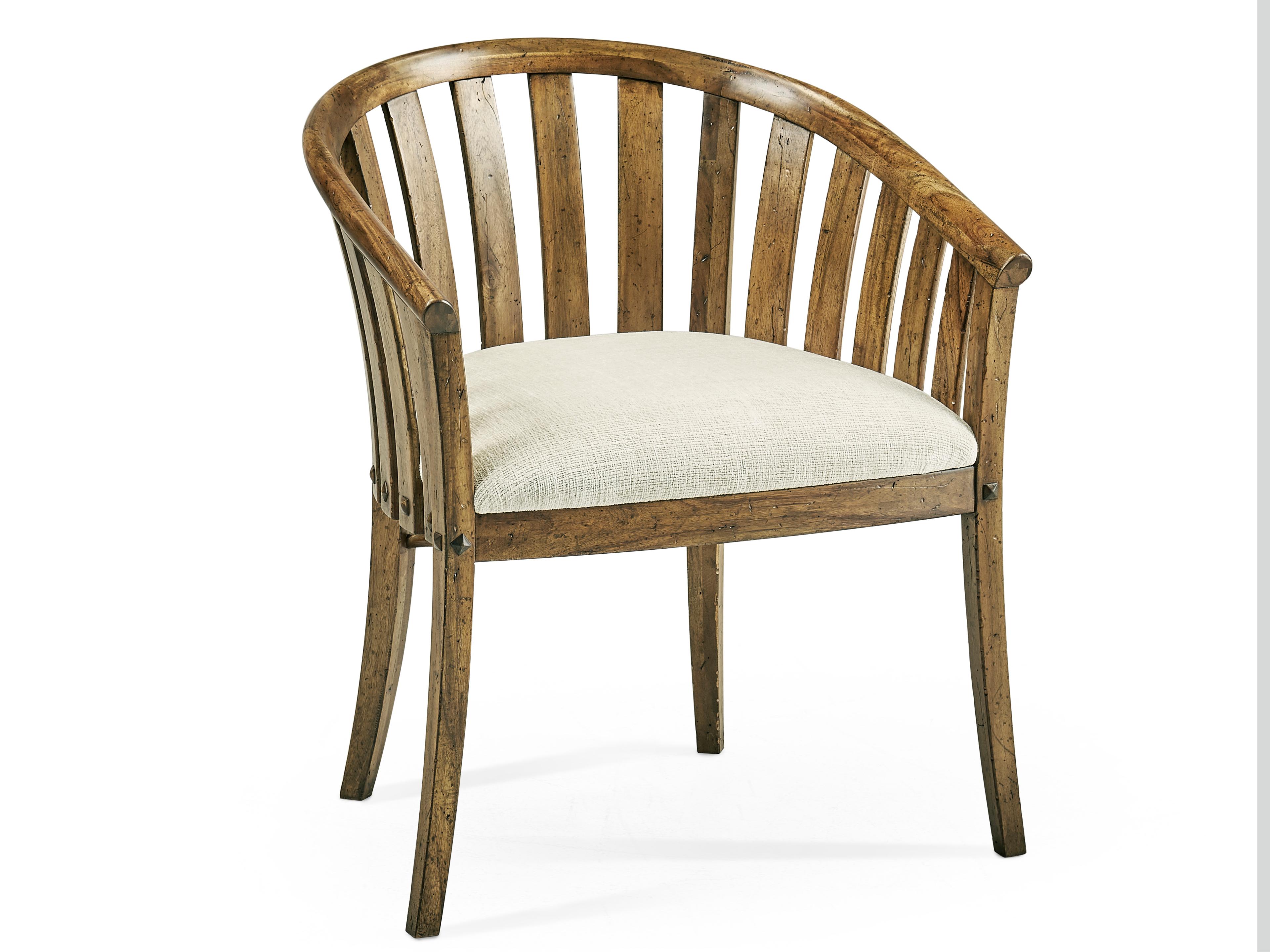 Jonathan Charles Jc Casual Acacia Wood Brown Upholstered Arm Dining Chair